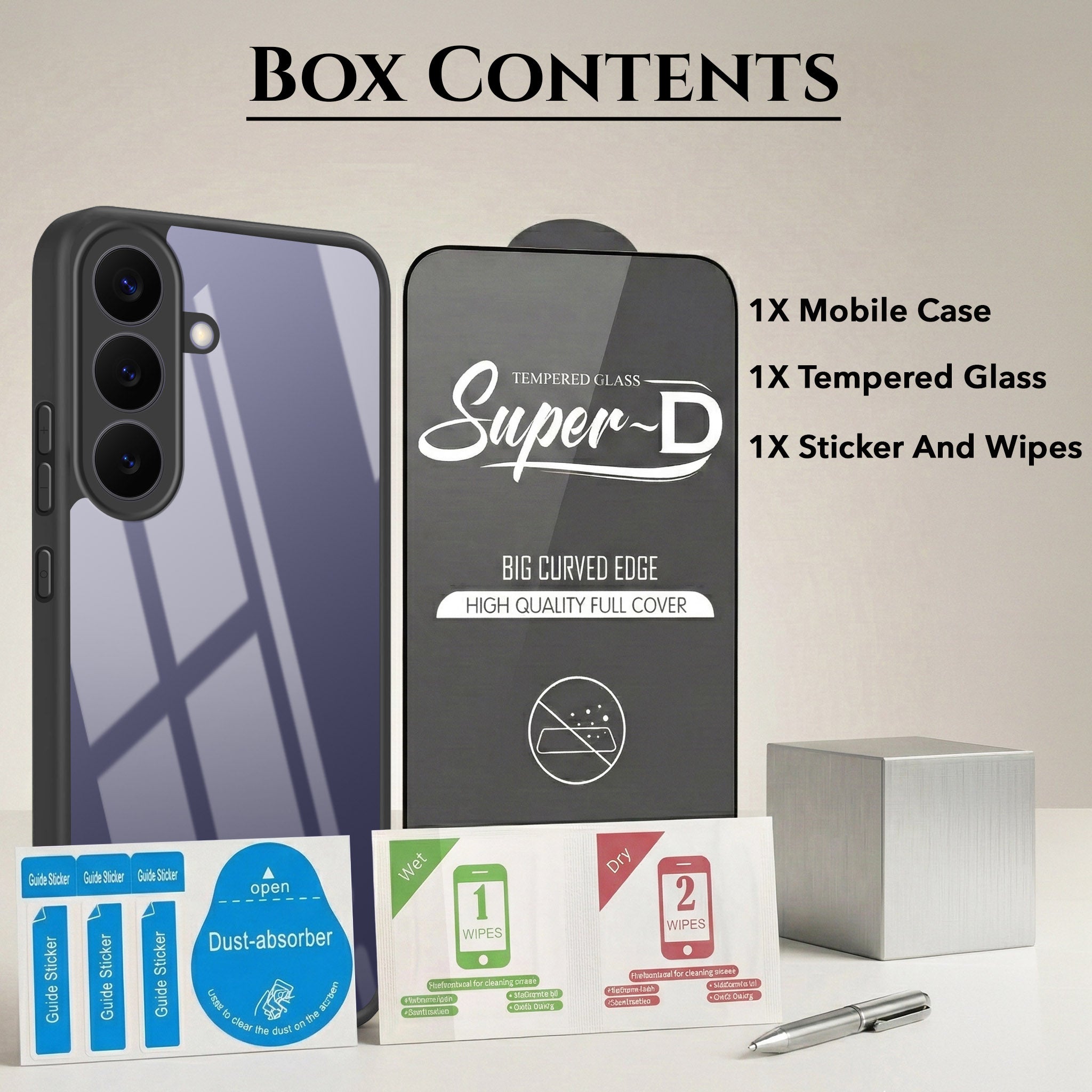 For Samsung Galaxy S26 5G Combo with Back Cover and 9H Tempered Glass (Lifetime Anti-Yellow | Crystal Clear Shockproof | Oleophobic Coating Screen Glass)
