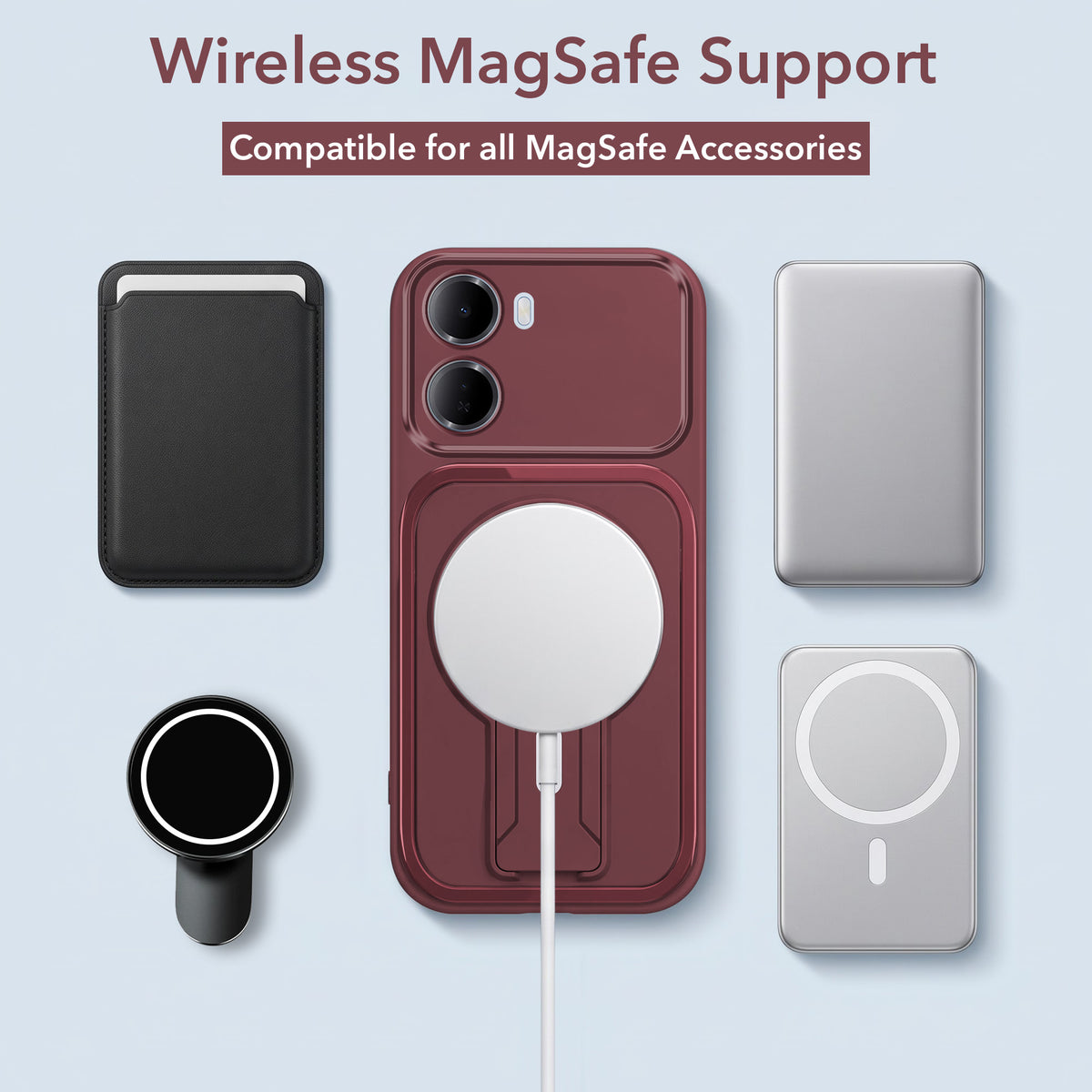 For Redmi 15A 5G Back Case Cover Metallic (Hybrid Armor Kickstand | MagSafe Compatible | Camera Protection Shockproof)
