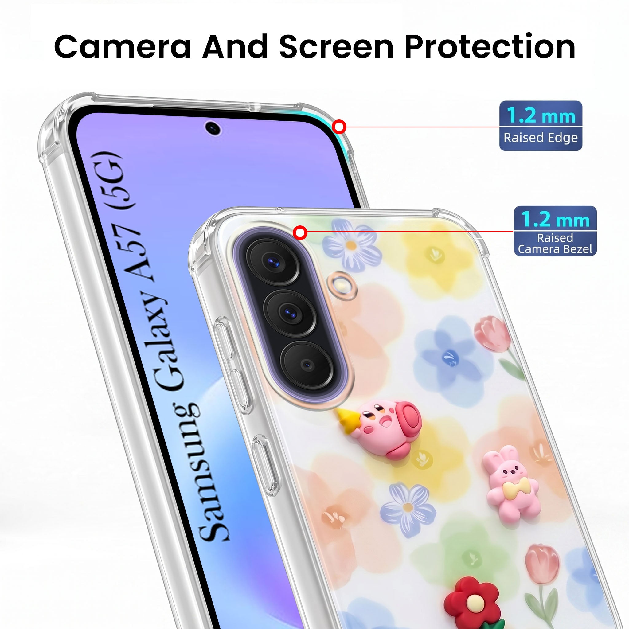 For Samsung Galaxy A57 5G Back Cover Case (3D Cute Cartoons | Hard Back Side Soft | Matte Premium Finish | HD Printing)