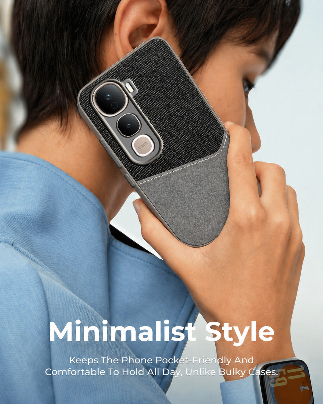 For Vivo Y400 Pro Back Cover Case (Dual PU Leather Stitch | Professional Minimalist | Soft and Flexible)