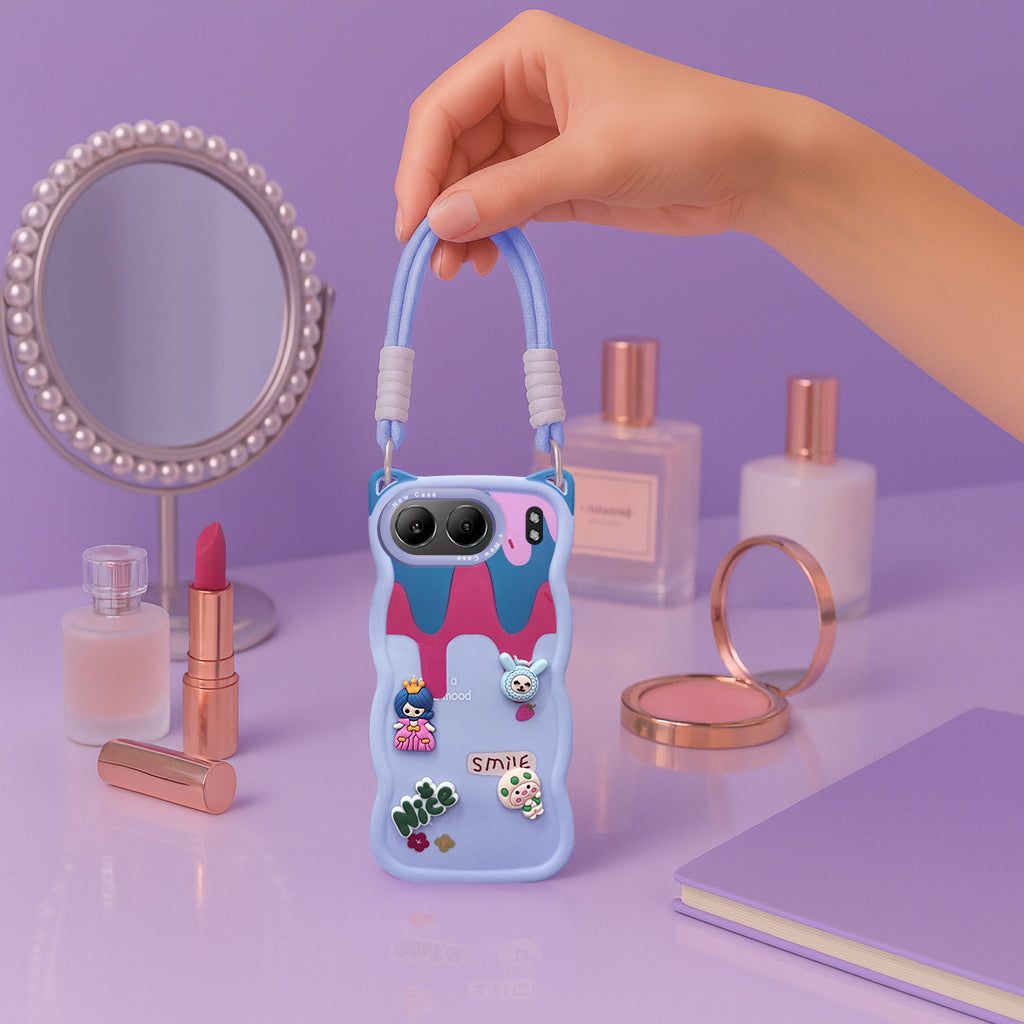 For Oneplus Nord 4 Back Case Cover Strap (3D embossed Figures | Strap Holder | 360* Soft Cushion with Camera Bump)