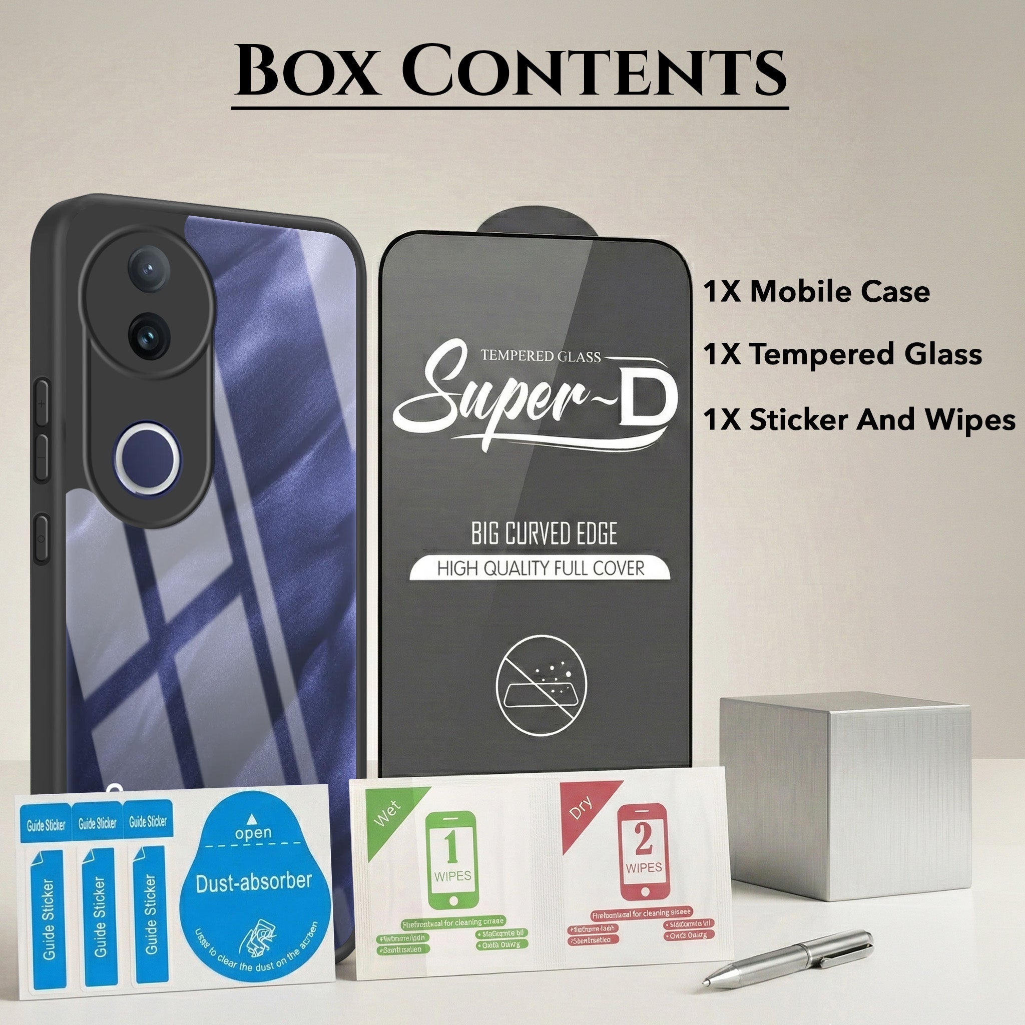 For Vivo T4R Combo with Back Cover and 9H Tempered Glass (Lifetime Anti-Yellow | Crystal Clear Shockproof | Oleophobic Coating Screen Glass)