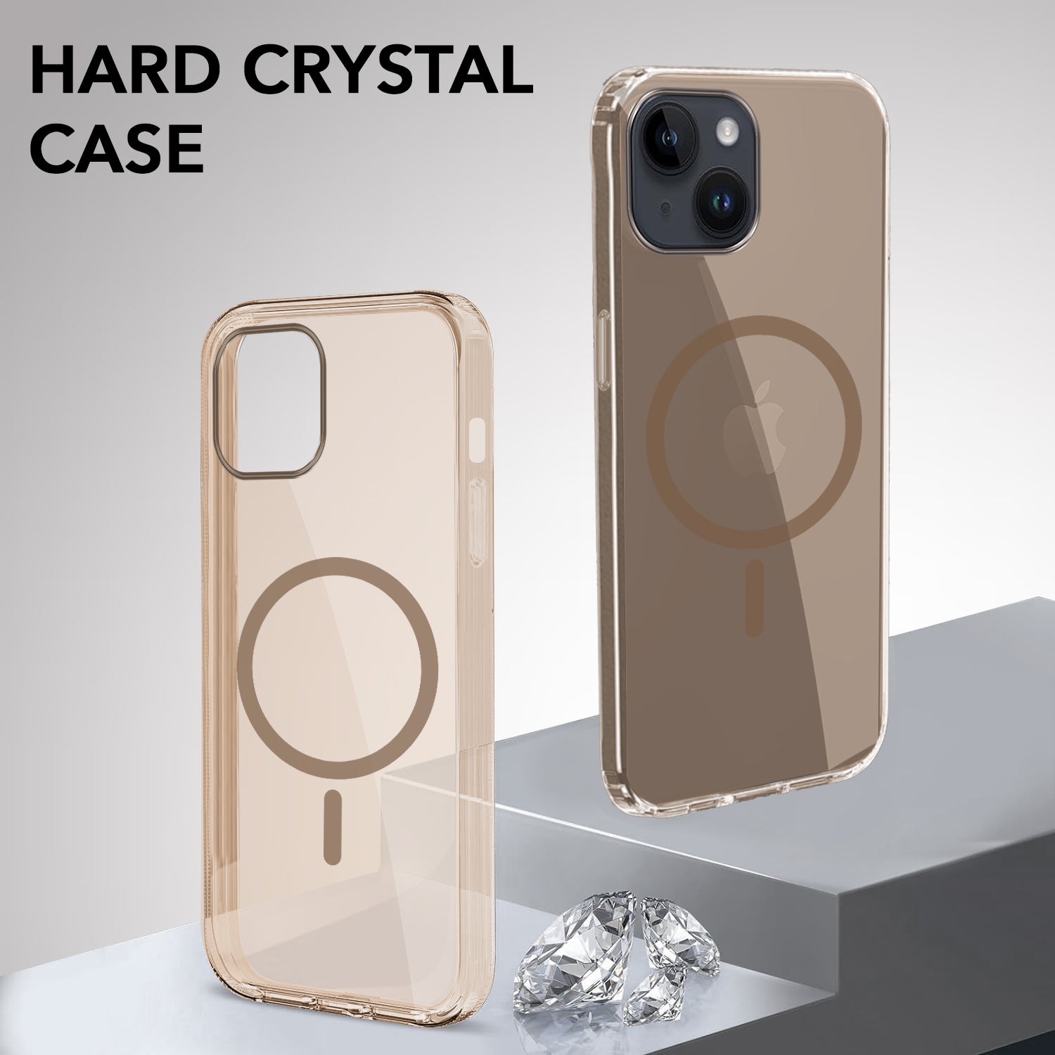 For Apple iPhone 14 Back Case Cover Lifetime Anti-Yellow MagSafe Compatible Clear (Sleek Hard Crystal | Camera Protection and Shockproof)