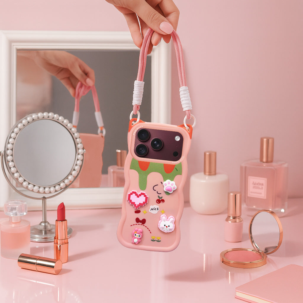 For Apple iPhone 18 Pro Max Back Case Cover Strap (3D Embossed Figures | Strap Holder | 360* Soft Cushion with Camera Bump)