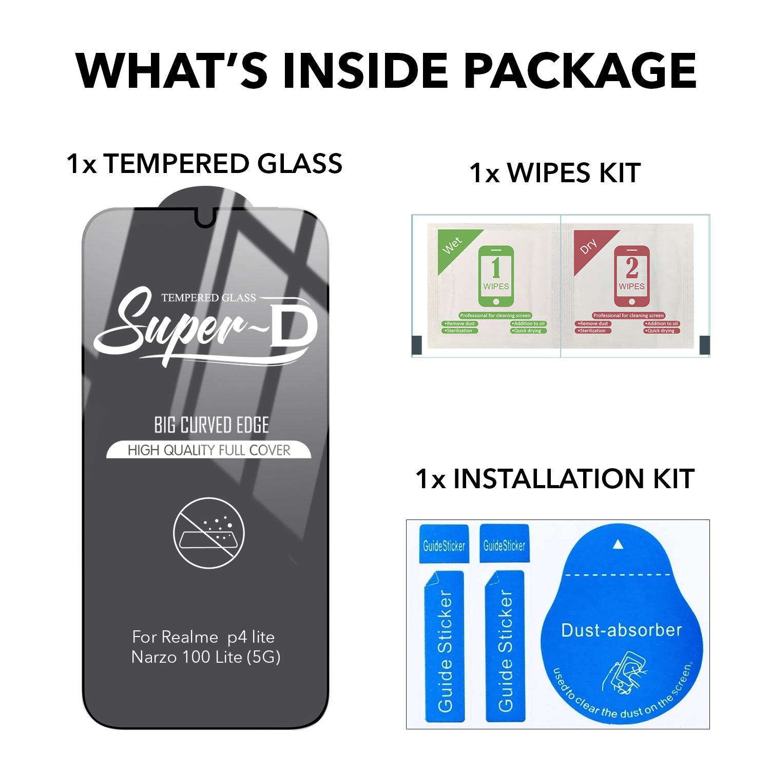 Tempered Glass For Realme P4 Lite 5G | Realme Narzo 100 Lite 5G  Military-Grade Gorilla Tempered Glass Screen Protector With Installation Kit | Shatterproof, Full Coverage, HD Clear, Scratch Resistant (Pack of 1)
