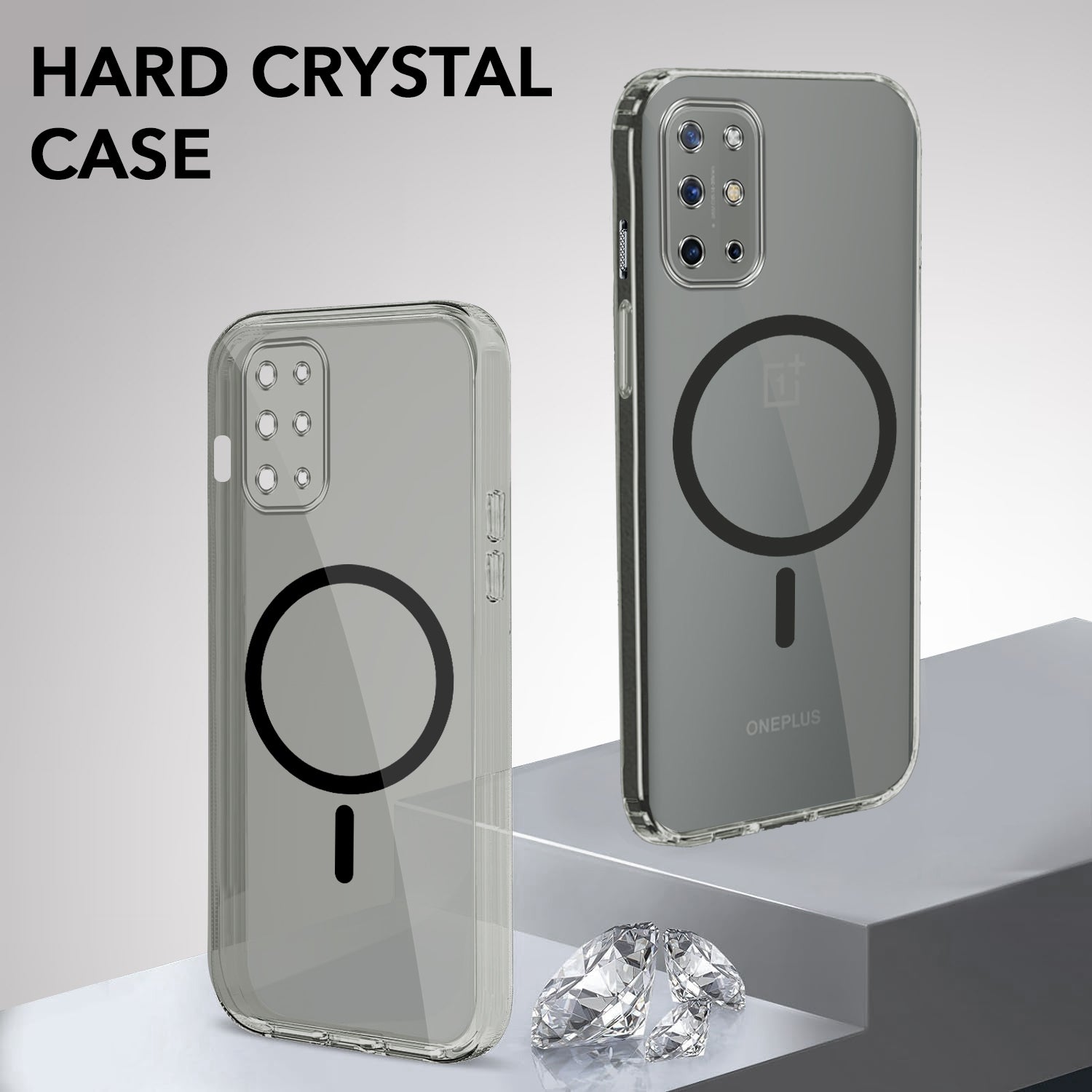 For OnePlus 8T Back Cover Case Lifetime Anti-Yellow MagSafe Compatible Clear (Sleek Hard Crystal | Shockproof and Camera Protection)