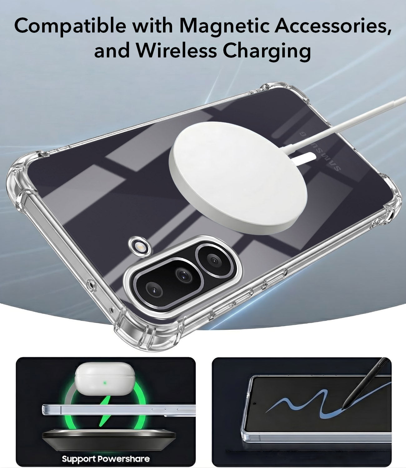 For Samsung Galaxy M56 | Samsung Galaxy F56 Back Cover Shockproof Crystal-Clear (Magsafe Wireless Support | Drop & Camera Protection | Hard Polycarbonate)