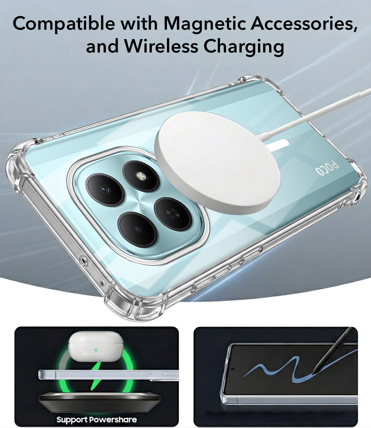 For Poco M8 5G Back Cover Shockproof Crystal-Clear (Magsafe Wireless Support | Drop & Camera Protection | Hard Polycarbonate)