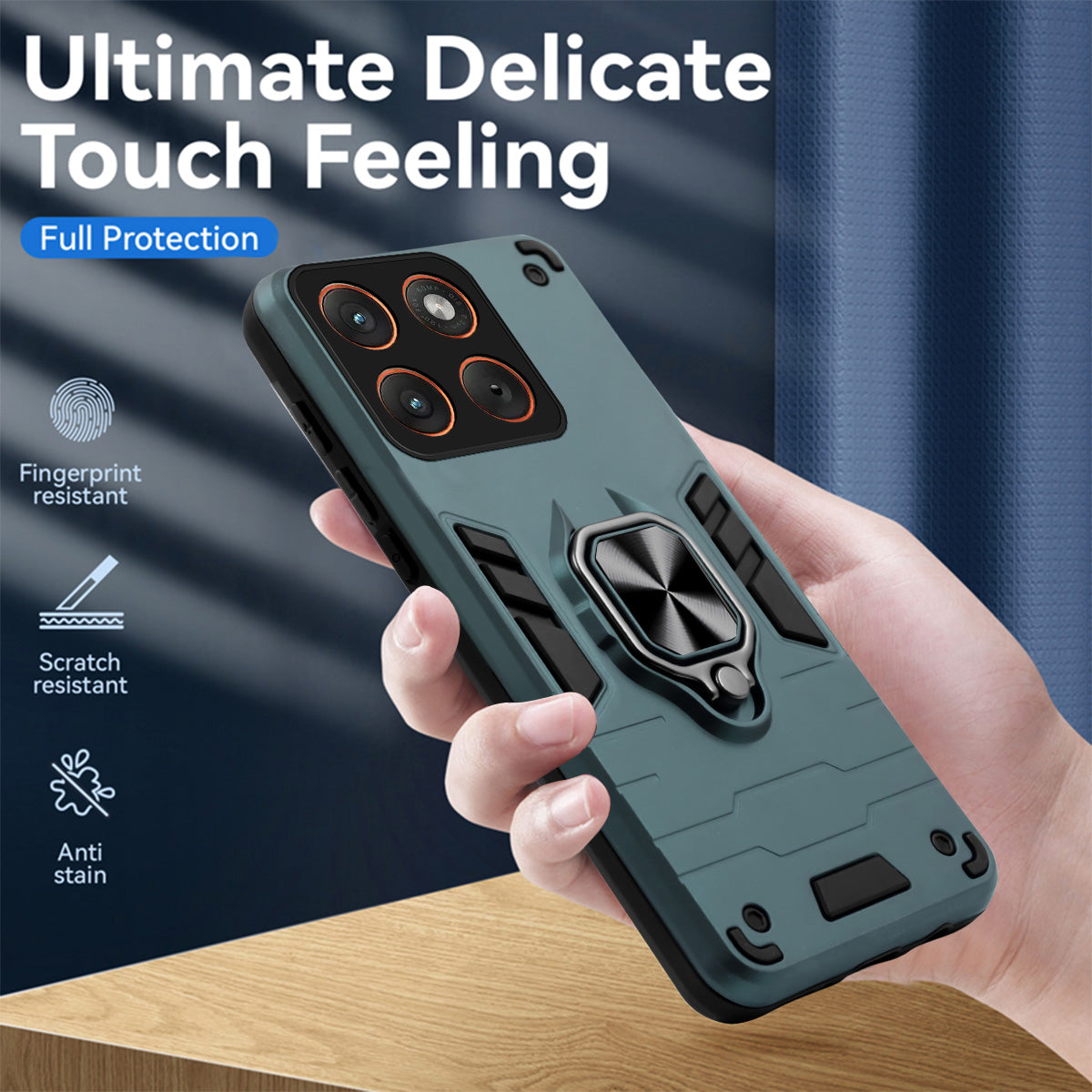 For Motorola Moto Edge 70 Back Cover Case Hybrid Armor (Shockproof Dual Layer Polycarbonate |Ring Holder Kickstand)
