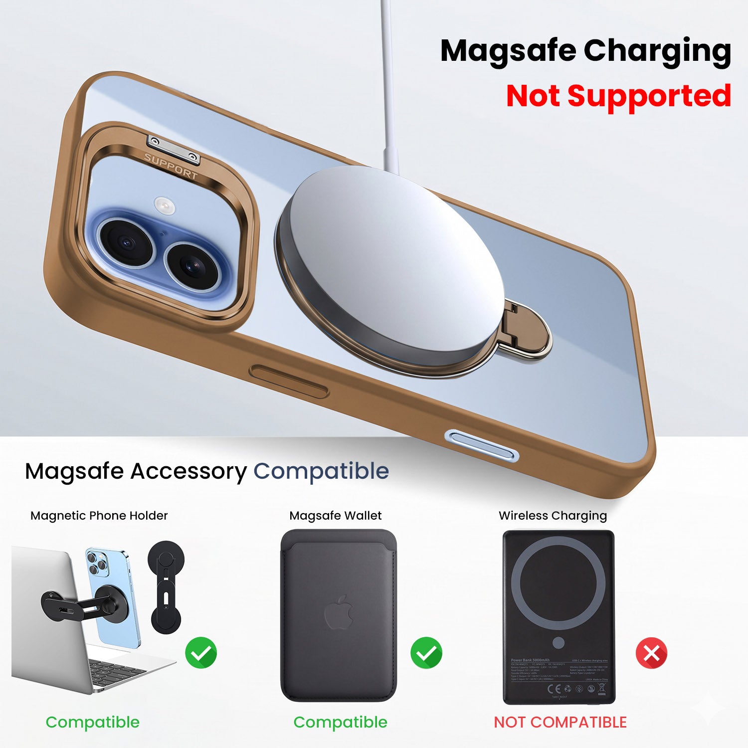 For Apple iPhone 17 Back Cover Case Crystal (Lifetime Anti Yellow | Magnetic Ring Stand | Camera Lens Protection | MagSafe Compatible)