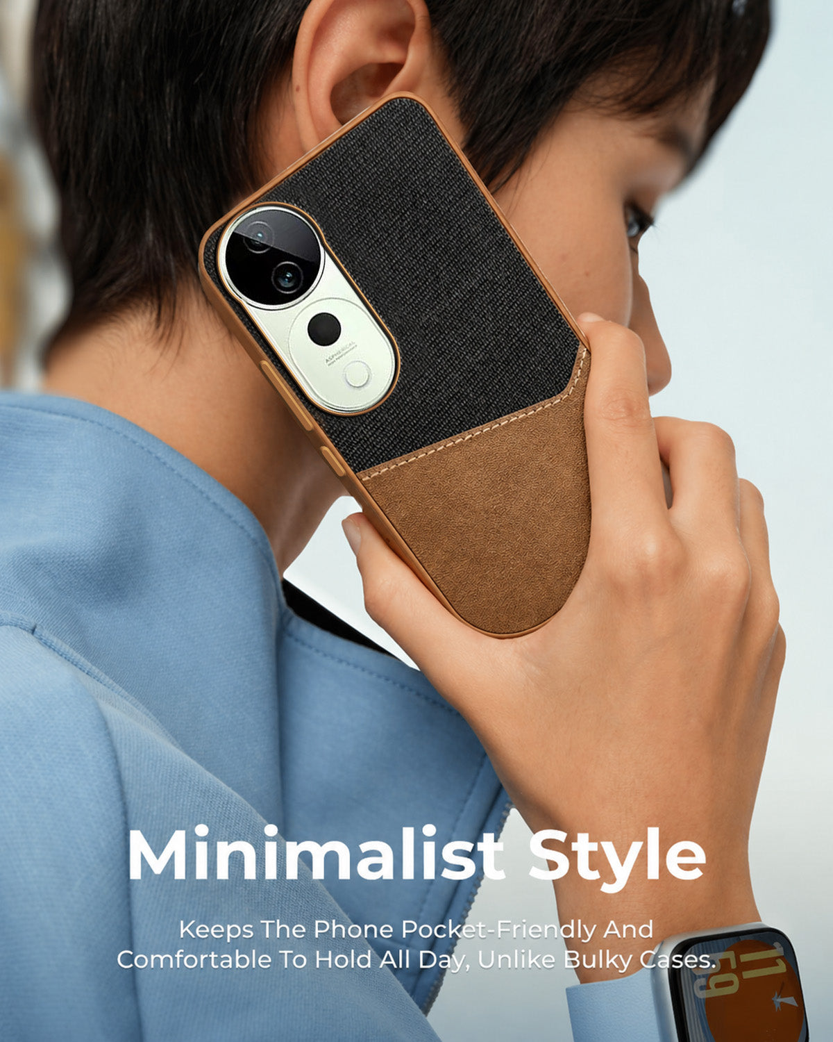 For Vivo T3 Ultra Back Cover Case (Dual PU Leather Stitch | Professional Minimalist | Soft and Flexible)