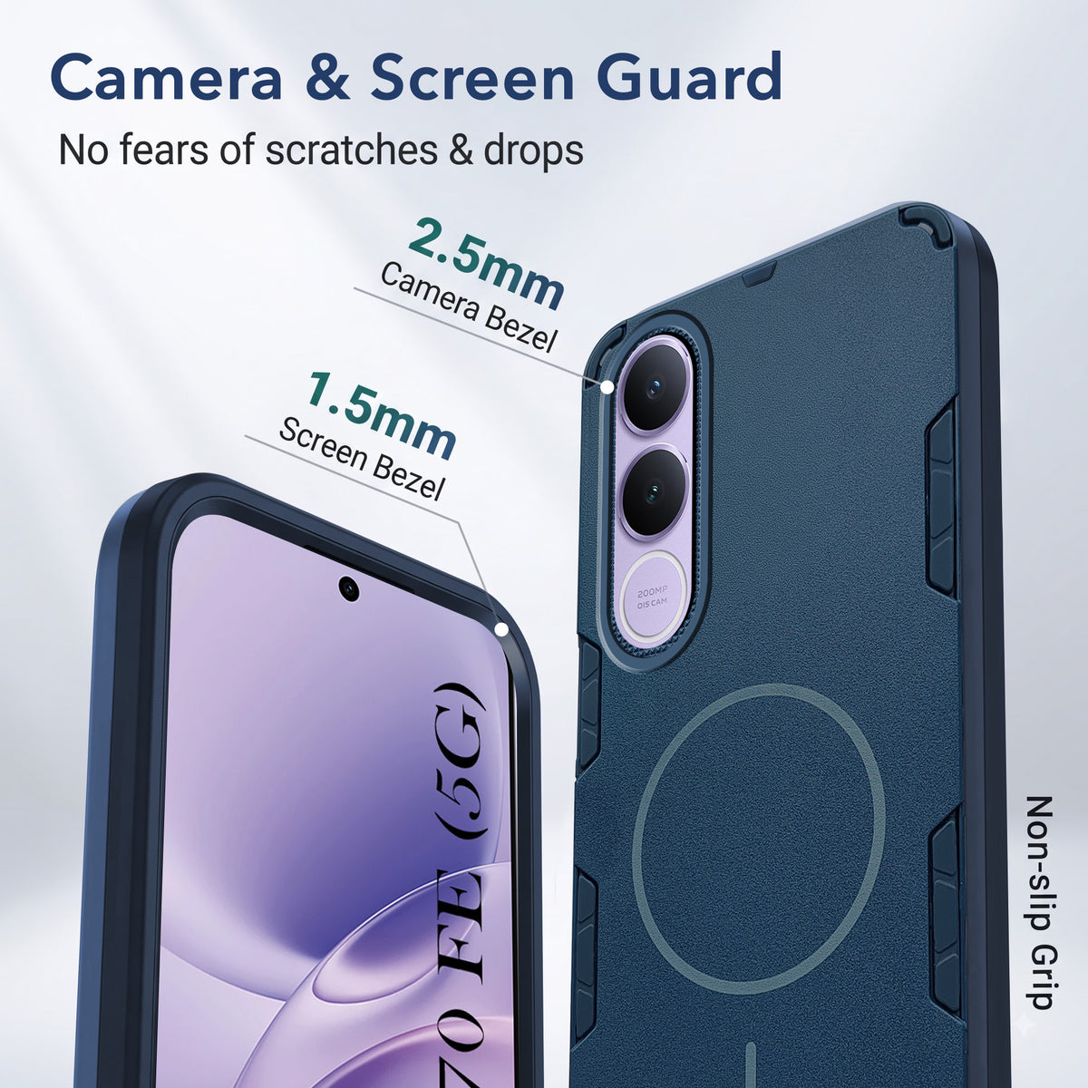 For Vivo V70 FE 5G Back Cover Case (Slim Hybrid Armor | Shockproof Camera Protection | Rugged Dual Layer)
