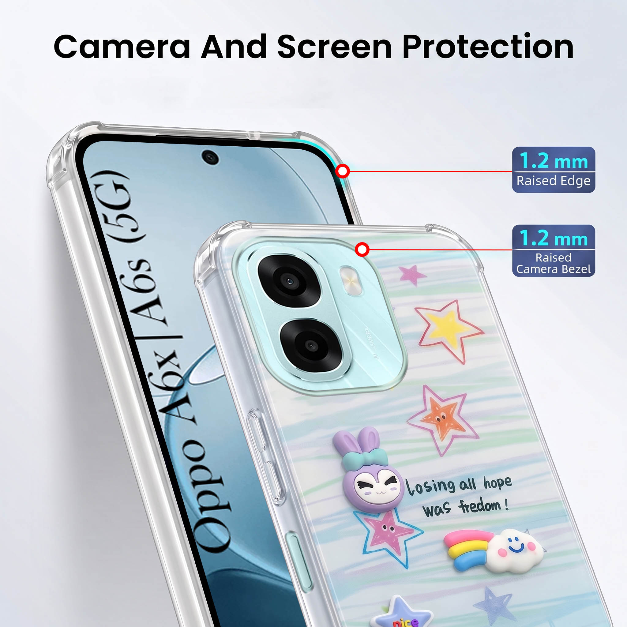 For Oppo A6X | Oppo A6S Back Cover Case (3D Cute Cartoons | Hard Back Side Soft | Matte Premium Finish | HD Printing)