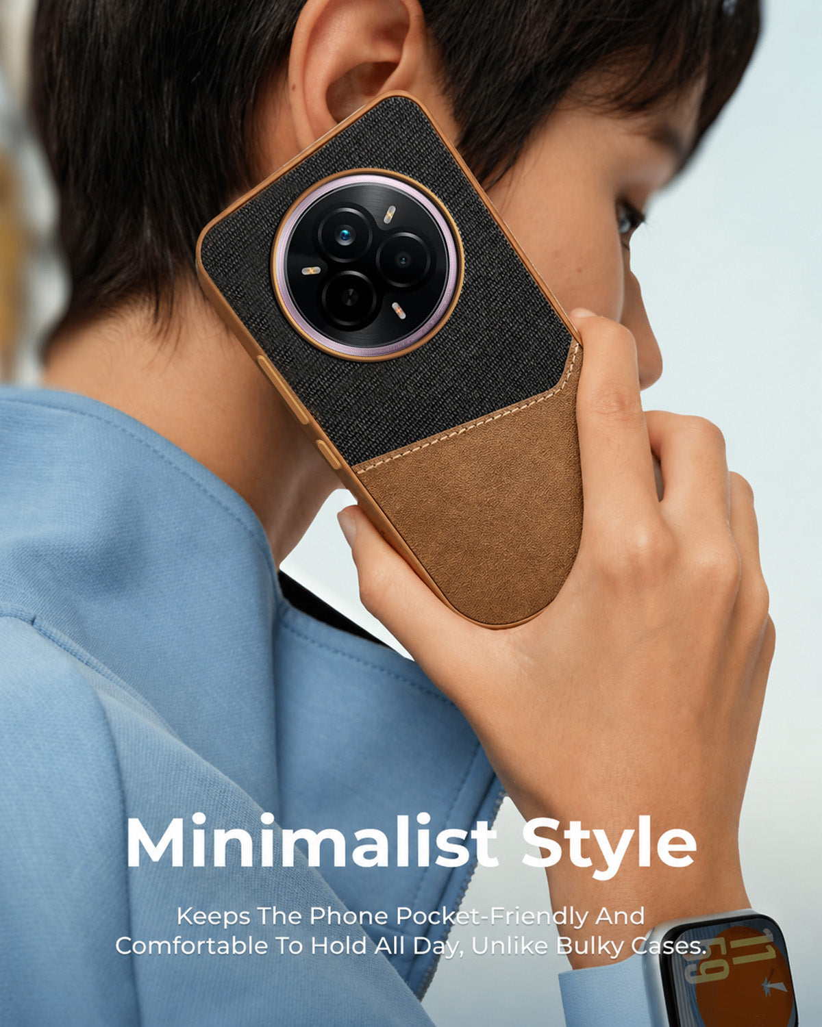 For Realme 14 Pro Back Cover Case (Dual PU Leather Stitch | Professional Minimalist | Soft and Flexible)