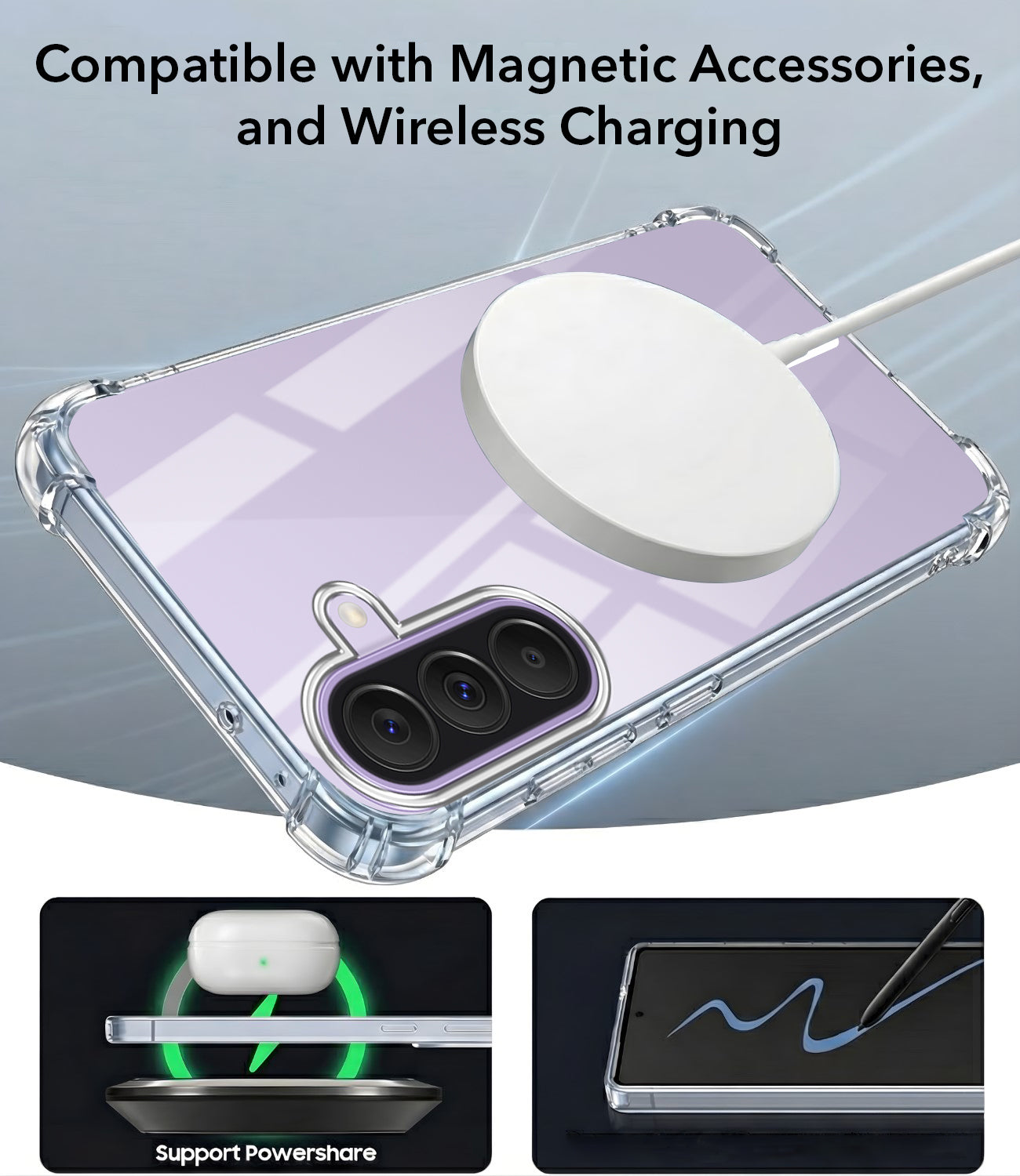 For Samsung Galaxy A37 5G Back Cover Shockproof Crystal-Clear (Magsafe Wireless Support | Drop & Camera Protection | Hard Polycarbonate)