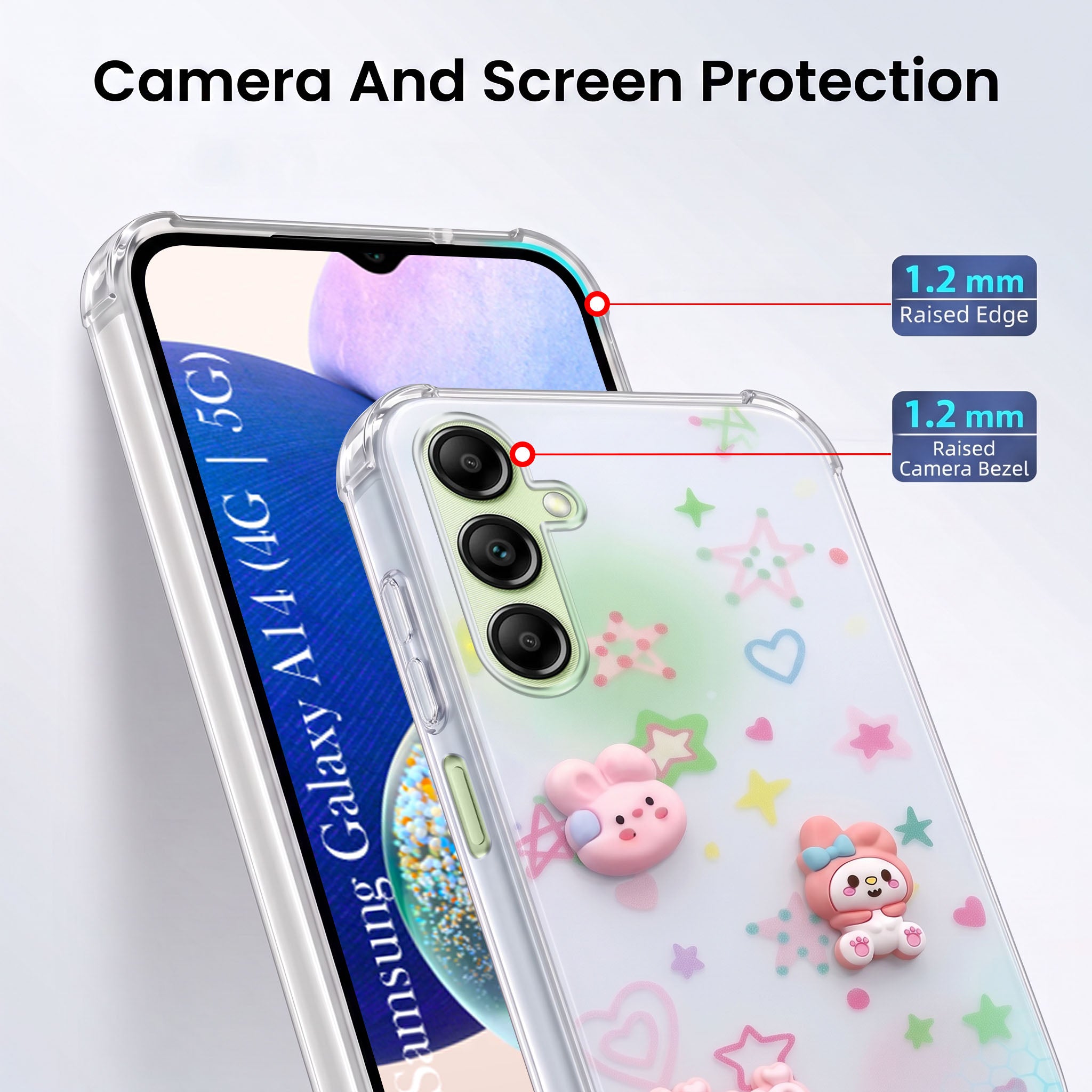For Samsung Galaxy A14 4G | 5G Back Cover Case (3D Cute Cartoons | Hard Back Side Soft | Matte Premium Finish | HD Printing)