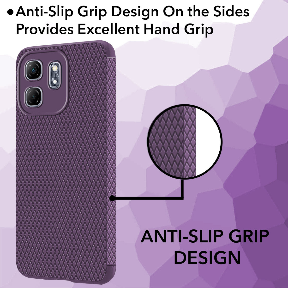 For Infinix Hot 50i Back Cover Case (Camera Protection | Side Grip Texture | Soft and Flexible)