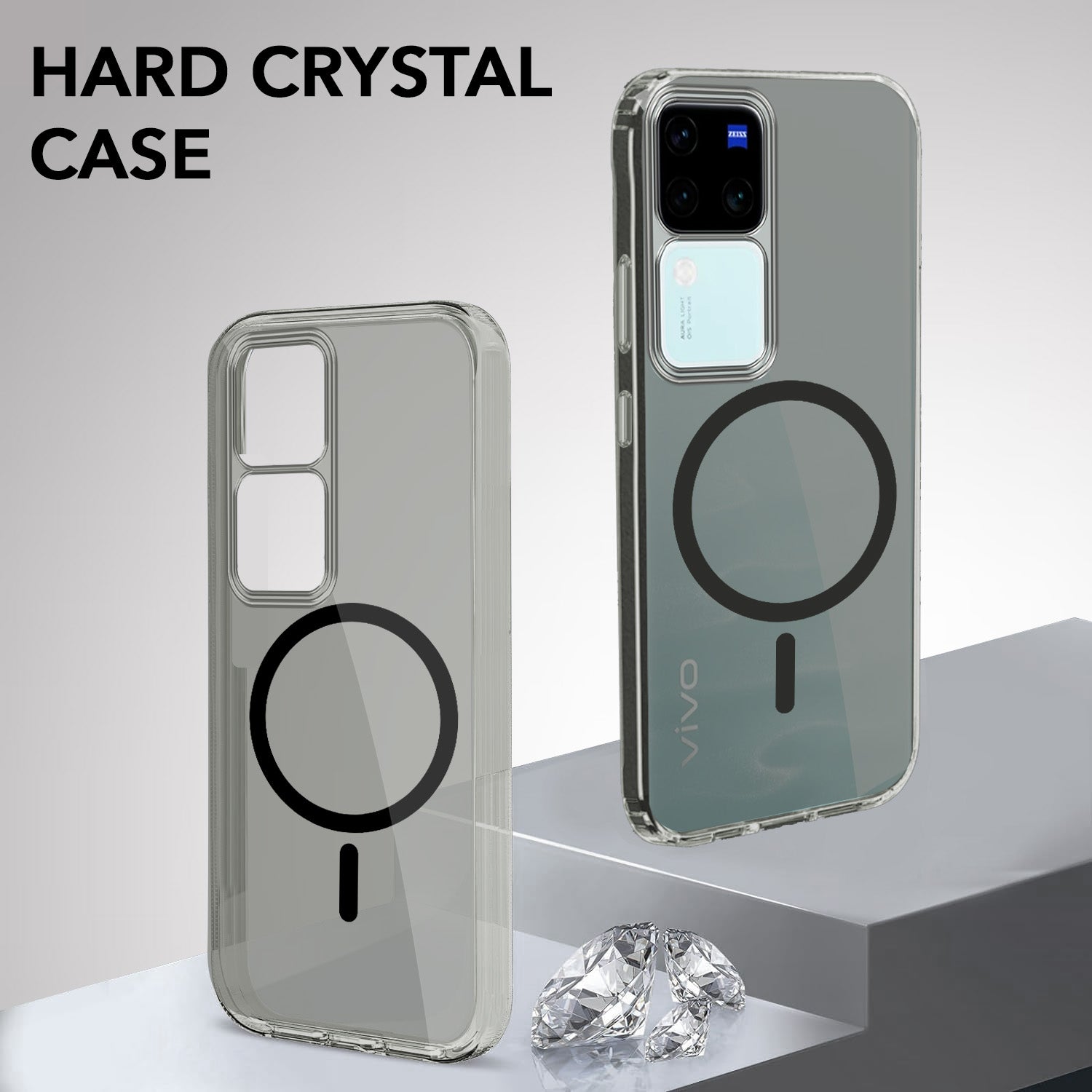 For Vivo V30 | Vivo V30 Pro 5G Back Cover Case Lifetime Anti-Yellow MagSafe Compatible Clear (Sleek Hard Crystal | Shockproof and Camera Protection)