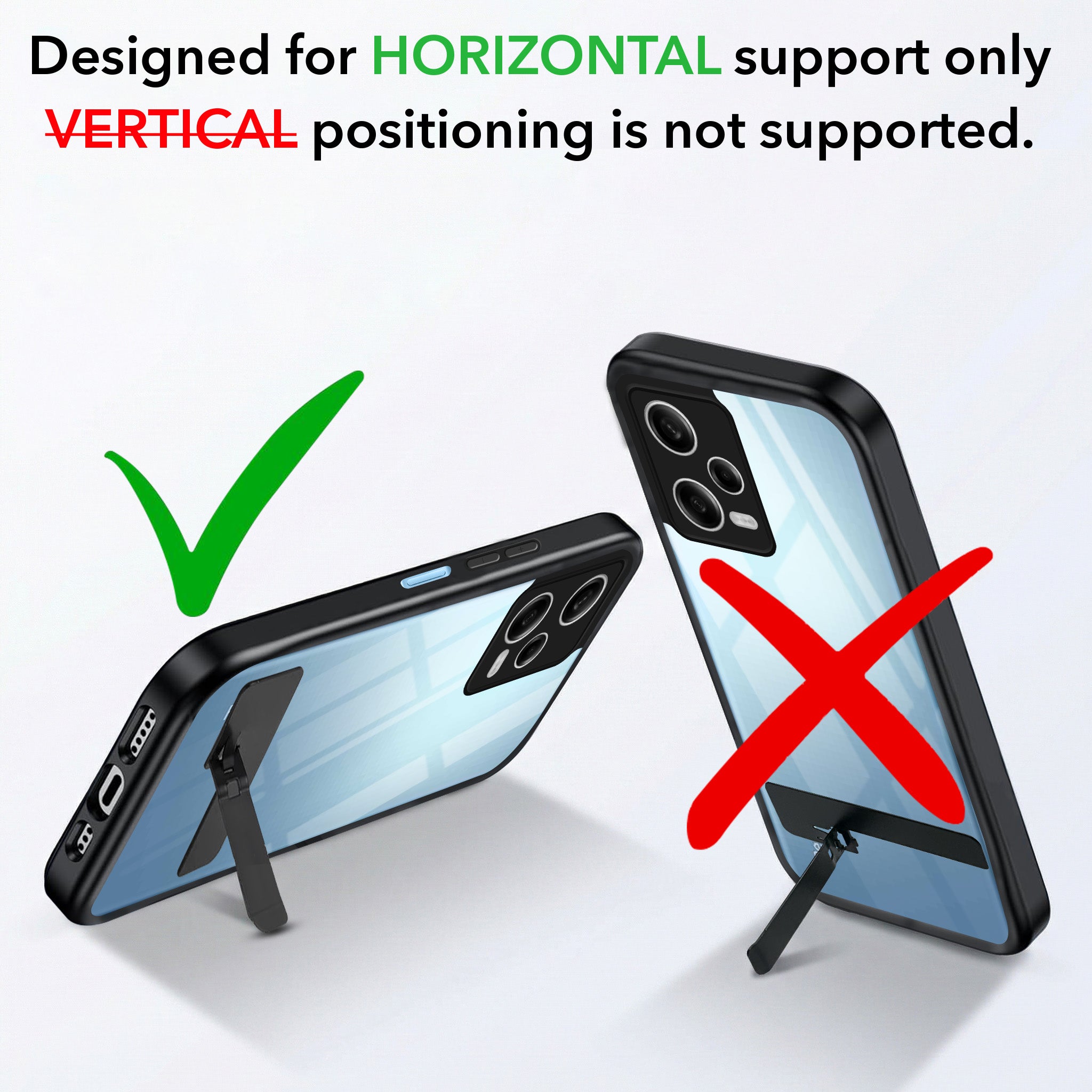 For Redmi Note 12 5G Back Cover Case (Built-in Stand | Lifetime Anti Yellow | Kickstand Shockproof | Camera Protection | MagSafe Compatible)