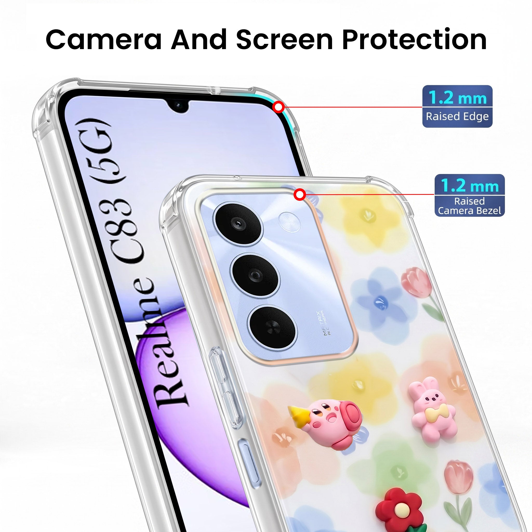For Realme C83 5G Back Cover Case (3D Cute Cartoons | Hard Back Side Soft | Matte Premium Finish | HD Printing)