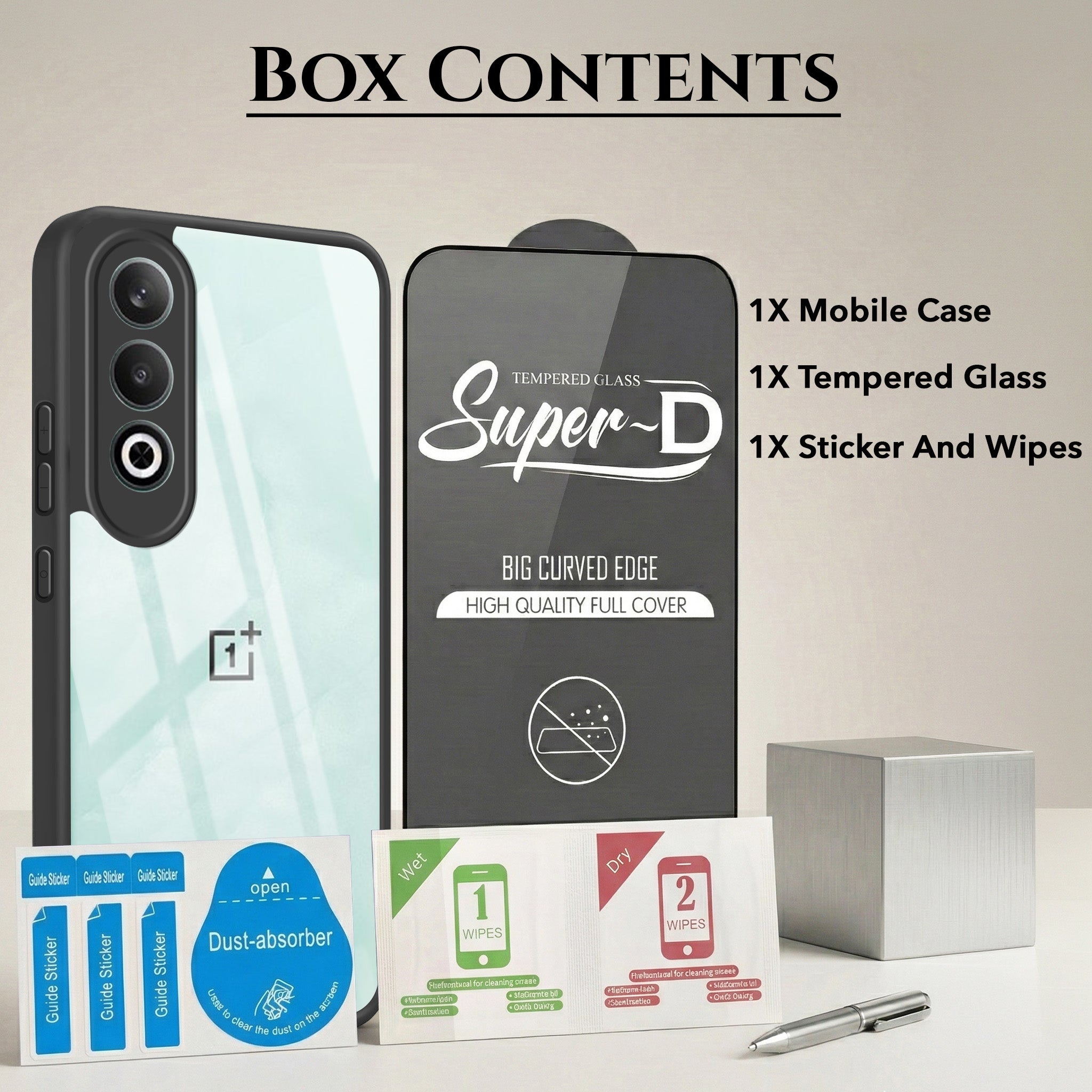 For Oneplus Nord CE 4 Combo with Back Cover and 9H Tempered Glass (Lifetime Anti-Yellow | Crystal Clear Shockproof | Oleophobic Coating Screen Glass)