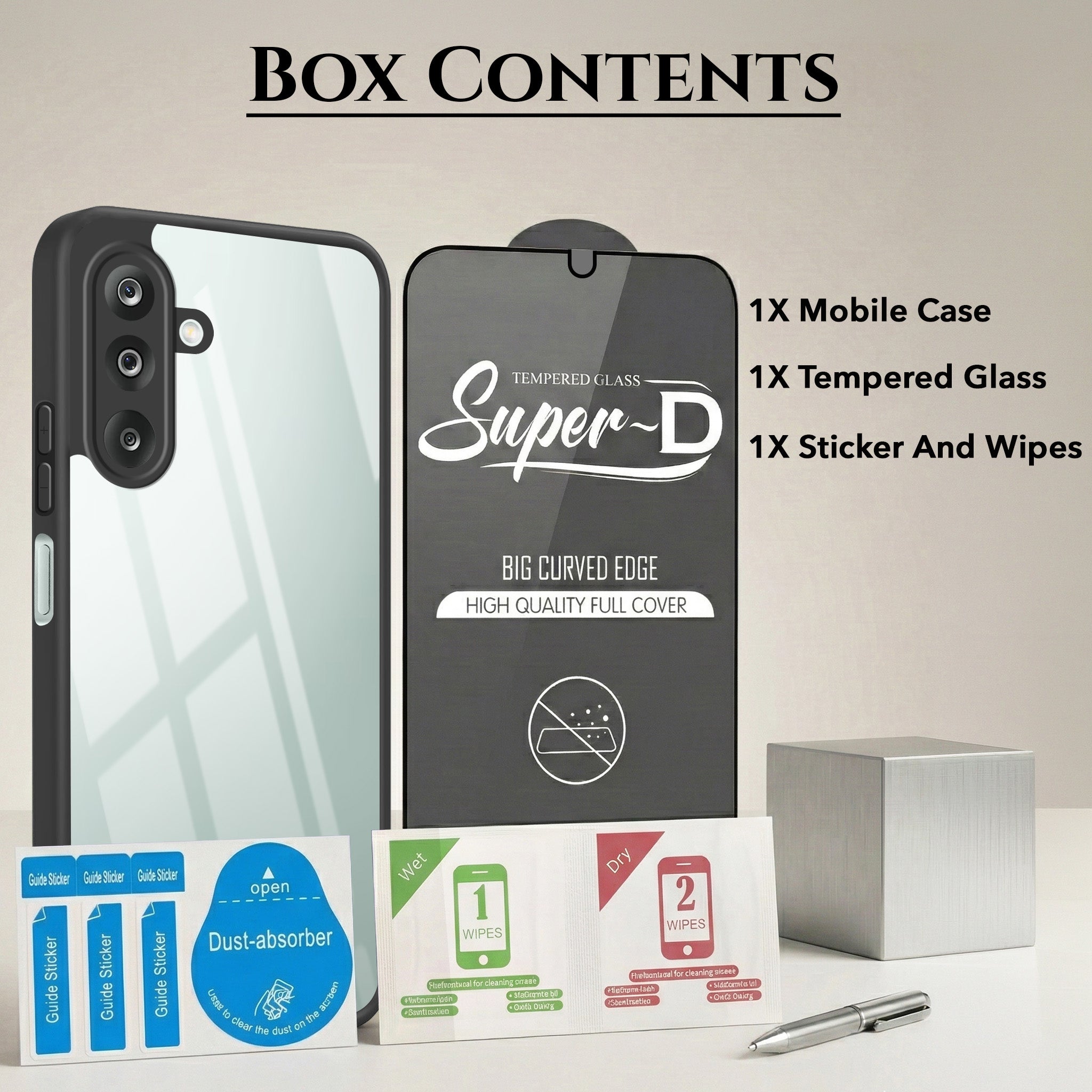 For Samsung Galaxy M36 | Samsung Galaxy F36 Combo with Back Cover and 9H Tempered Glass (Lifetime Anti-Yellow | Crystal Clear Shockproof | Oleophobic Coating Screen Glass)