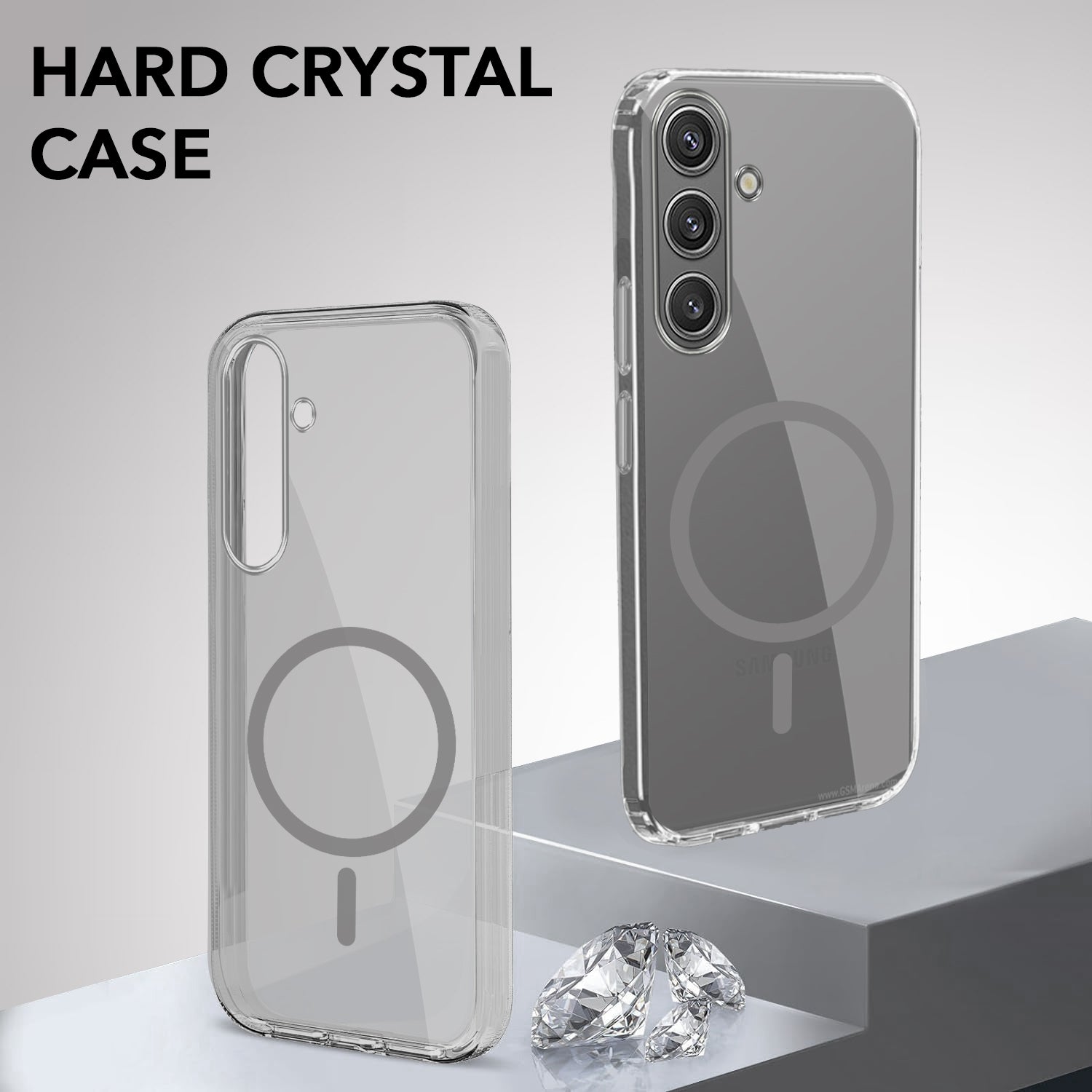 For Samsung Galaxy S24 Back Cover Case Lifetime Anti-Yellow MagSafe Compatible Clear (Sleek Hard Crystal | Shockproof and Camera Protection)