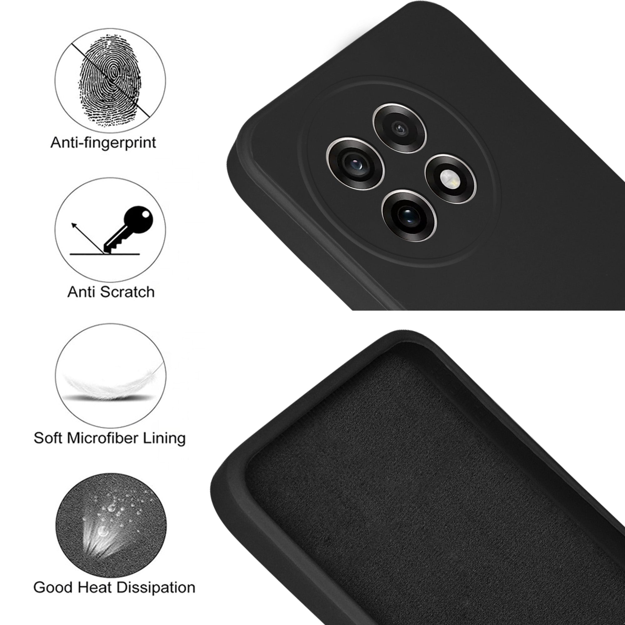 For OnePlus 13R Back Cover Case (Matte Finish Silicone with Inside Fiber cloth)