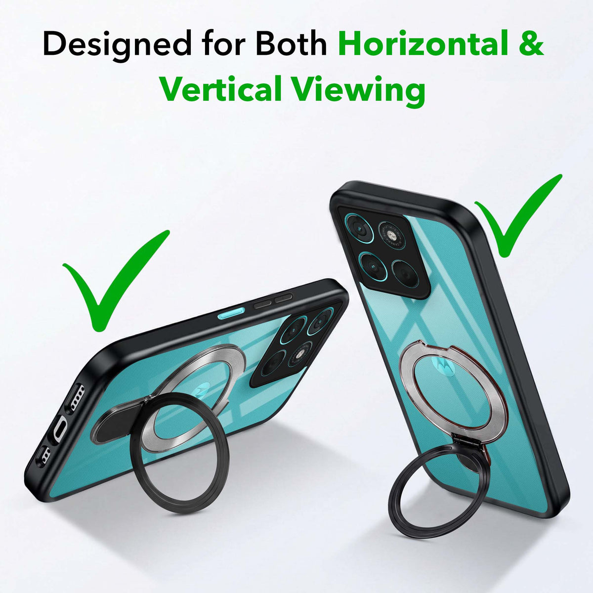 For Motorola Moto G67 Power | G57 Power Back Cover Case (Kick Stand Ring Holder | Life time Anti Yellow | Camera Protection)