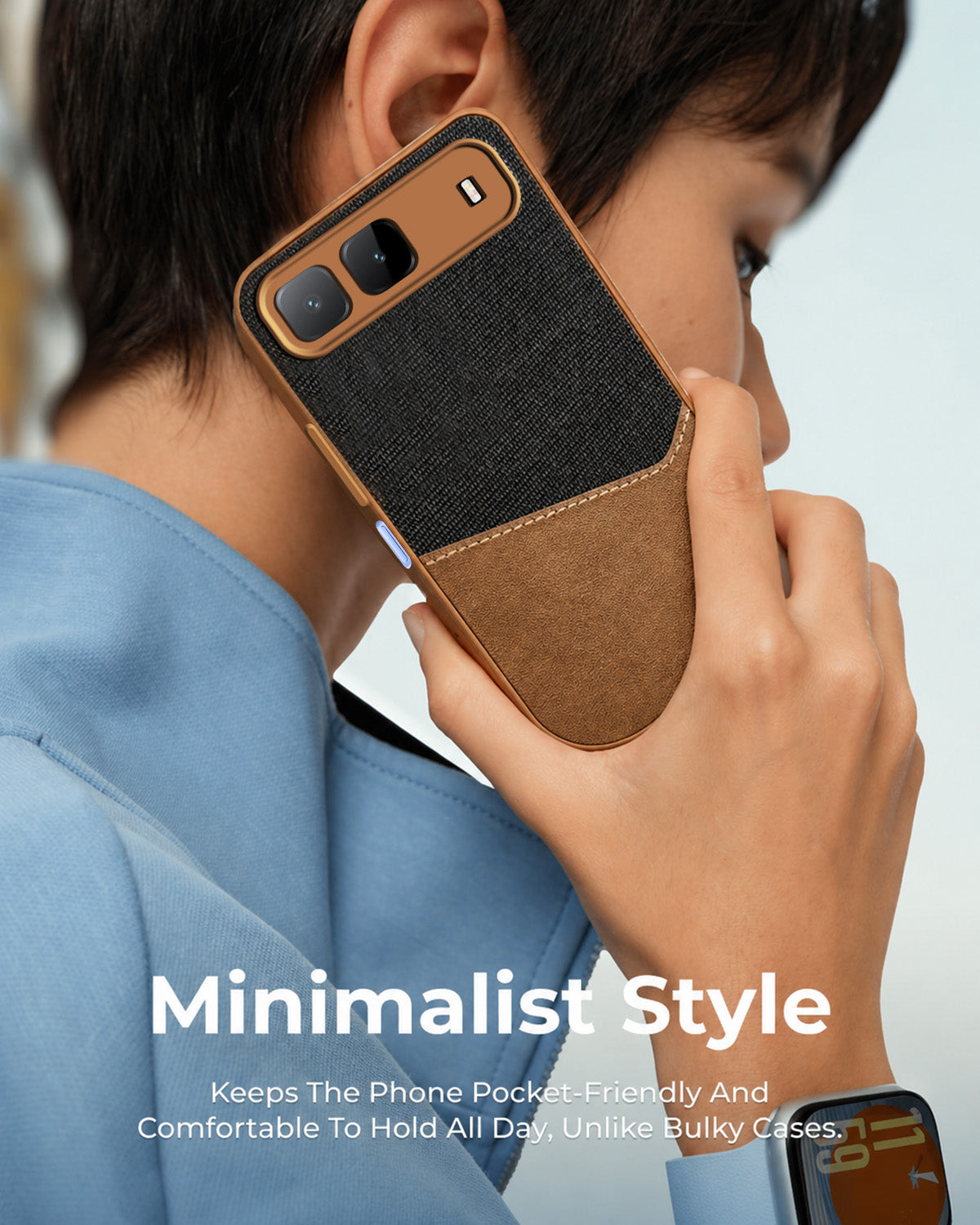 For Infinix Hot 60i 5G Back Cover Case (Dual PU Leather Stitch | Professional Minimalist | Soft and Flexible)