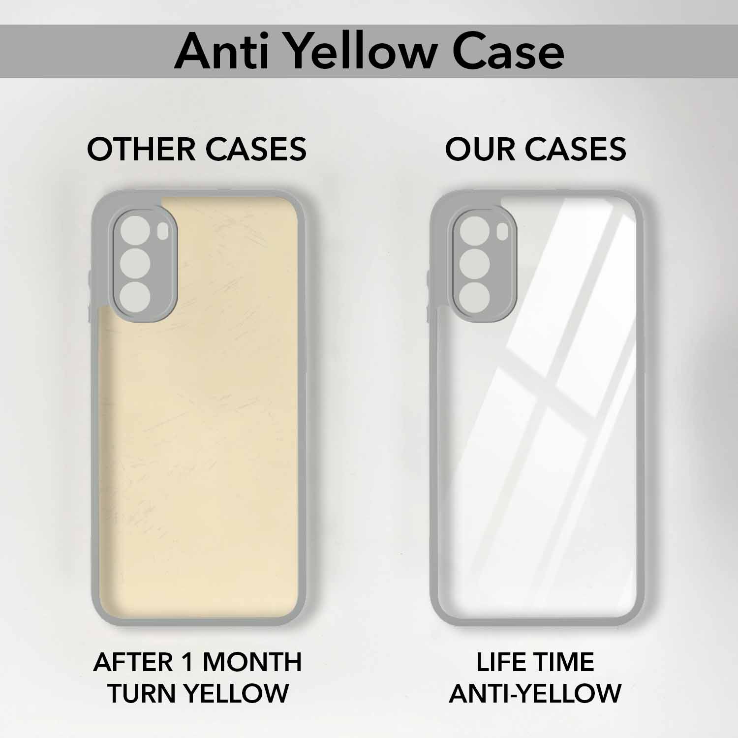 For Motorola Moto G52 5G Back Cover Case Ultra-Hybrid (Lifetime Anti Yellow | Anti Scratch | Crystal Clear Shockproof)