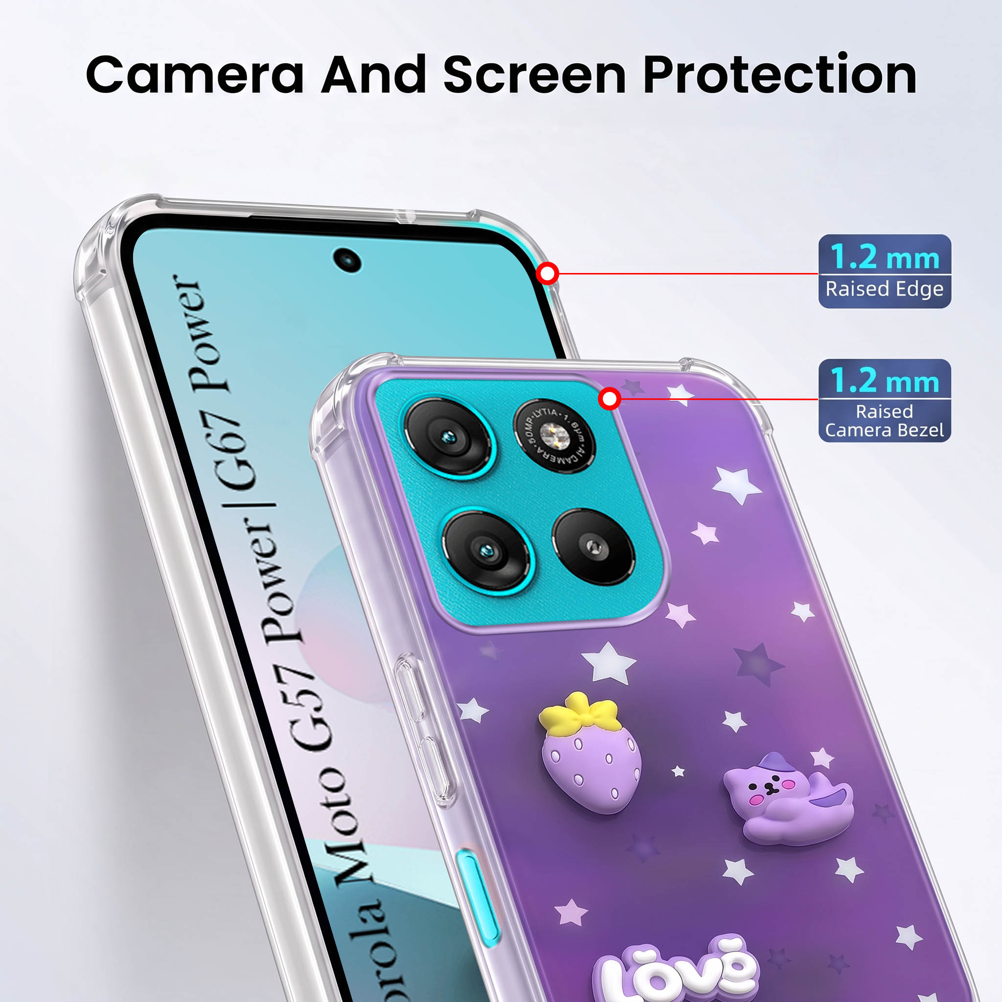 For Motorola Moto G67 Power | G57 Power Back Cover Case (3D Cute Cartoons | Hard Back Side Soft | Matte Premium Finish | HD Printing)