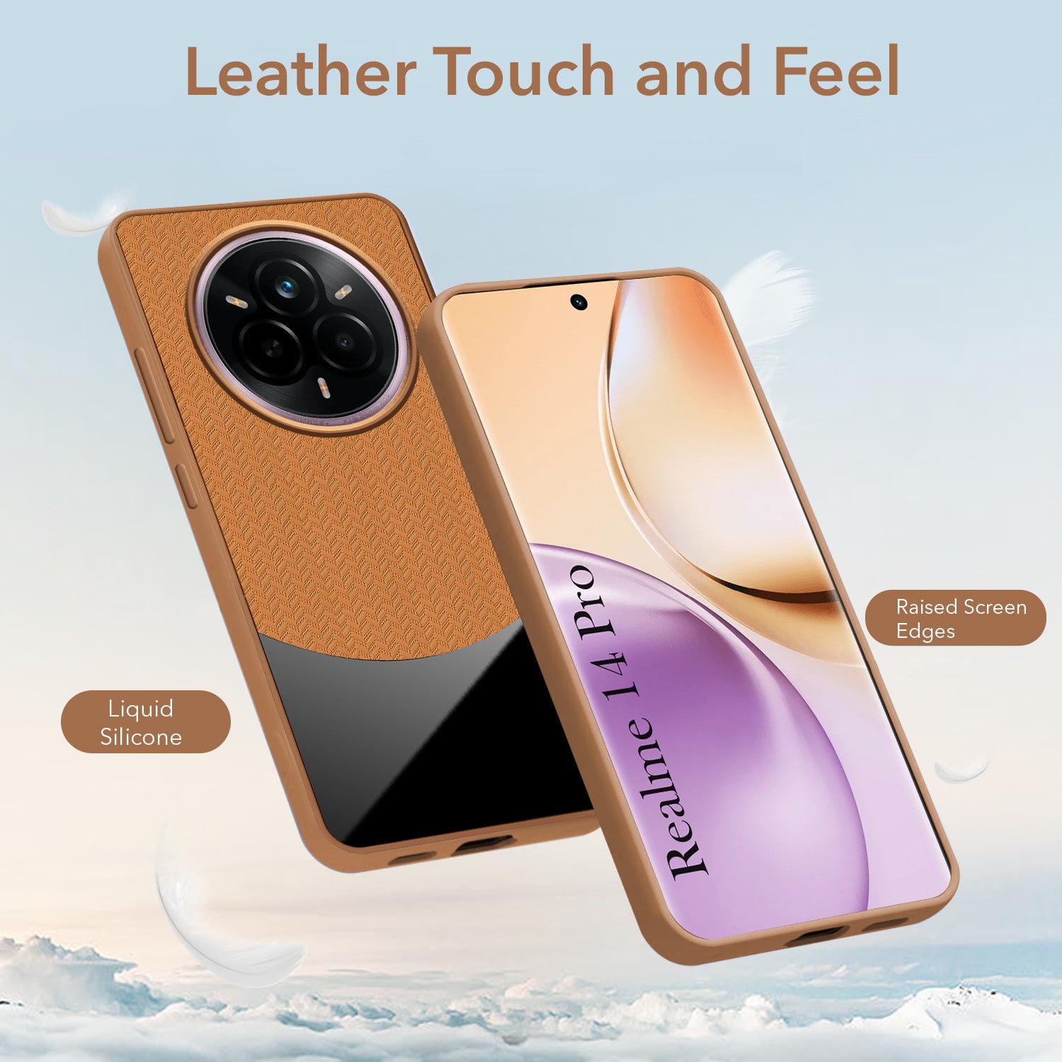 For Realme 14 Pro Back Cover Case (Elegant PU Leather Finish | Premium Minimalist Professional | Camera Protection Bump)