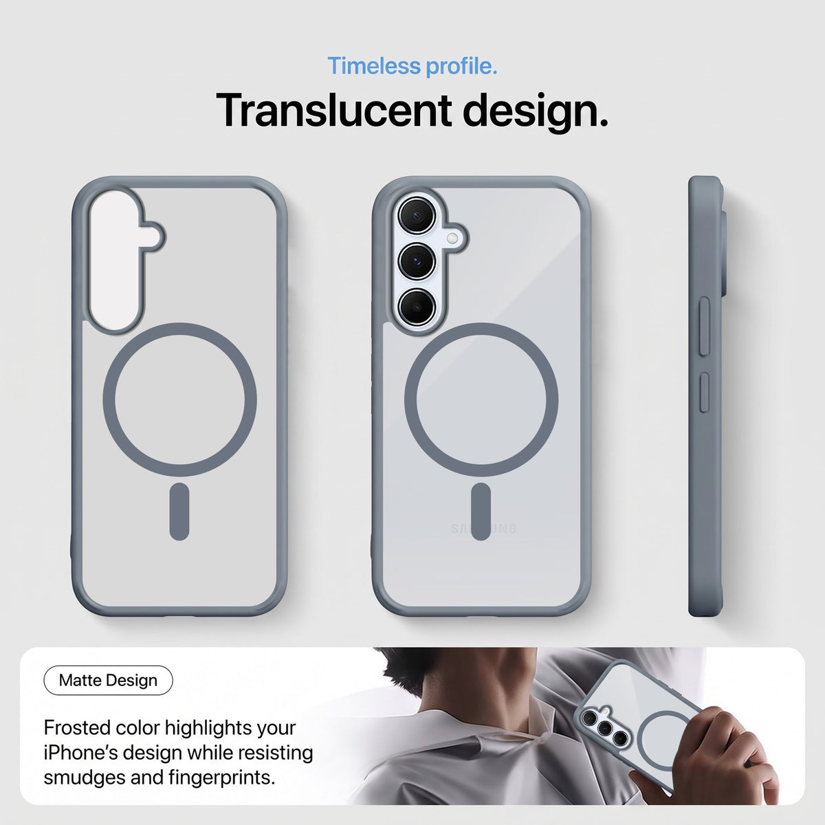 For Samsung Galaxy A55 5G Matte Finish Back Case Cover (MagSafe Compatible | Translucent Soft Touch | Slim and Unbreakable)