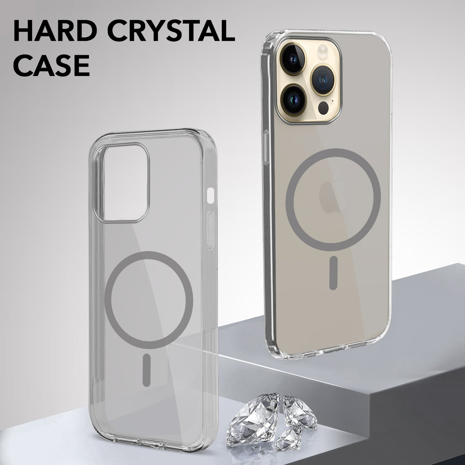For Apple iPhone 14 Pro Max Back Cover Case Lifetime Anti-Yellow MagSafe Compatible Clear (Sleek Hard Crystal | Camera Protection and Shockproof)