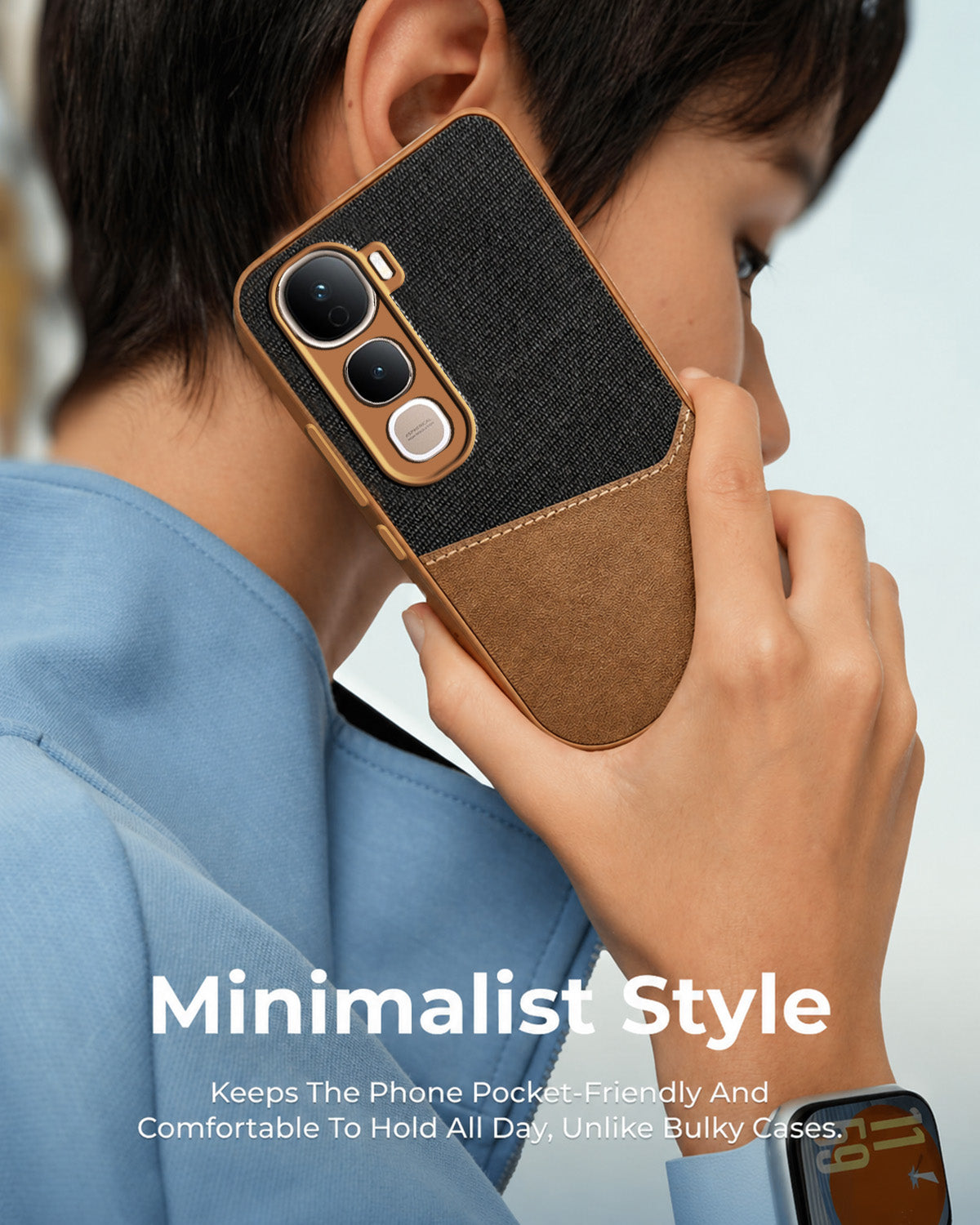 For Vivo Y400 Pro Back Cover Case (Dual PU Leather Stitch | Professional Minimalist | Soft and Flexible)