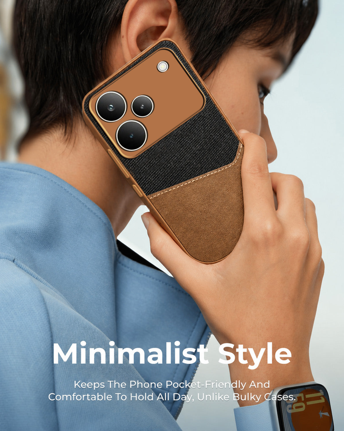 For Realme P4 Pro Back Cover Case (Dual PU Leather Stitch | Professional Minimalist | Soft and Flexible)
