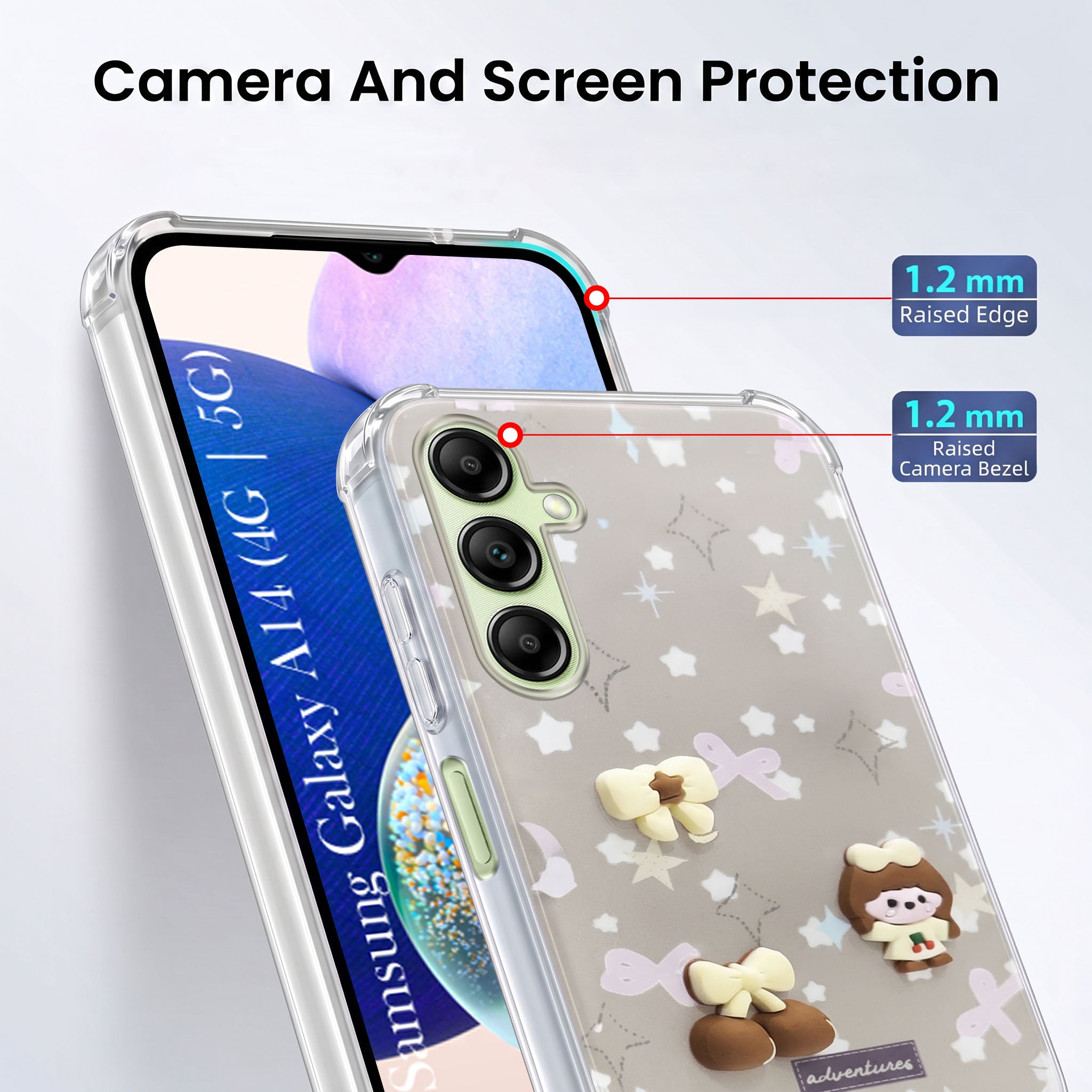 For Samsung Galaxy A14 4G | 5G Back Cover Case (3D Cute Cartoons | Hard Back Side Soft | Matte Premium Finish | HD Printing)