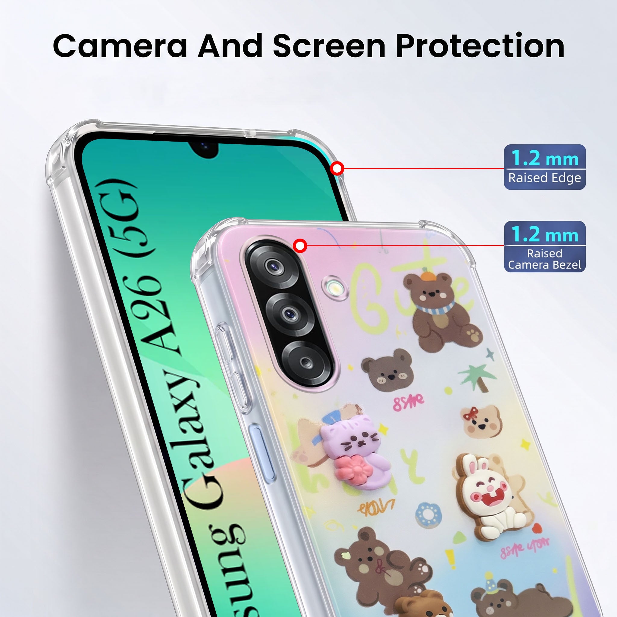 For Samsung Galaxy A26 5G Back Cover Case (3D Cute Cartoons | Hard Back Side Soft | Matte Premium Finish | HD Printing)
