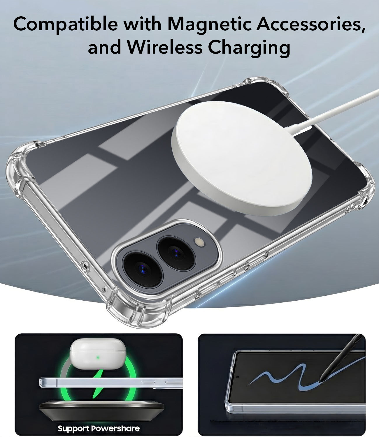 For Samsung Galaxy S25 Edge Back Cover Shockproof Crystal-Clear (Magsafe Wireless Support | Drop & Camera Protection | Hard Polycarbonate)