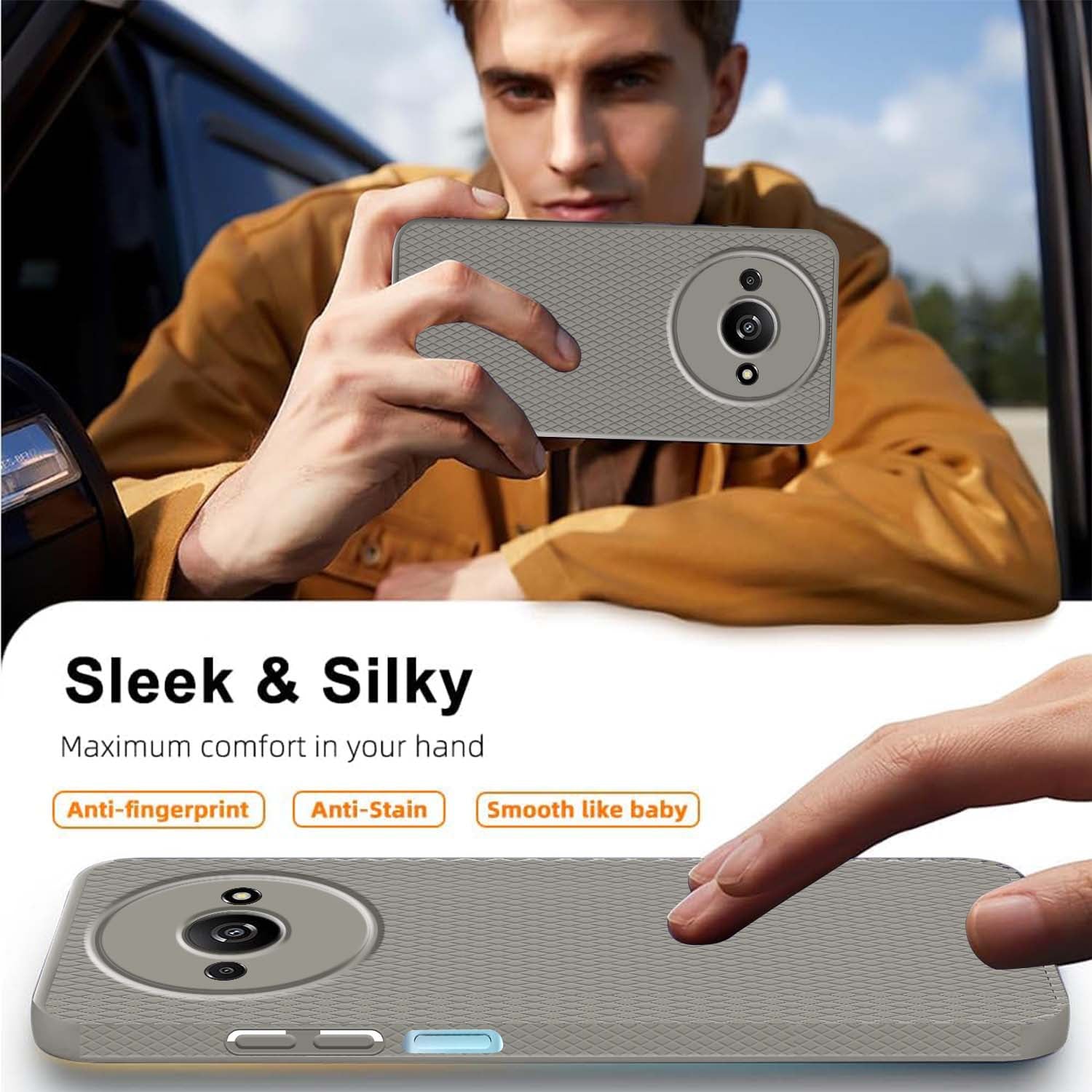 For Xiaomi Poco C61 Back Cover Case (Liquid Silicone | Side Grip | Camera Protection)