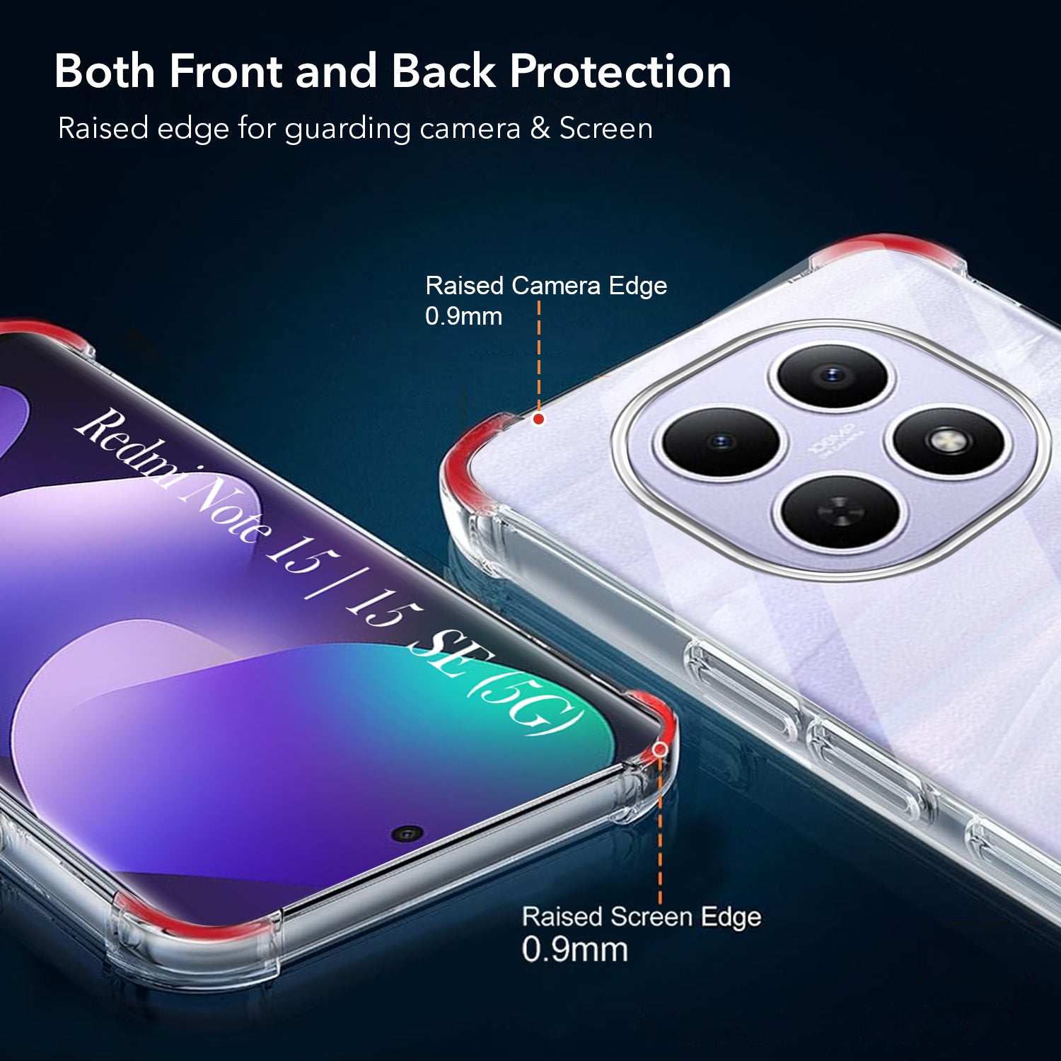For Redmi note 15 | Redmi note 15 SE (5G) Shockproof Crystal-Clear Back Cover (Drop & Camera Protection | Hard Polycarbonate)