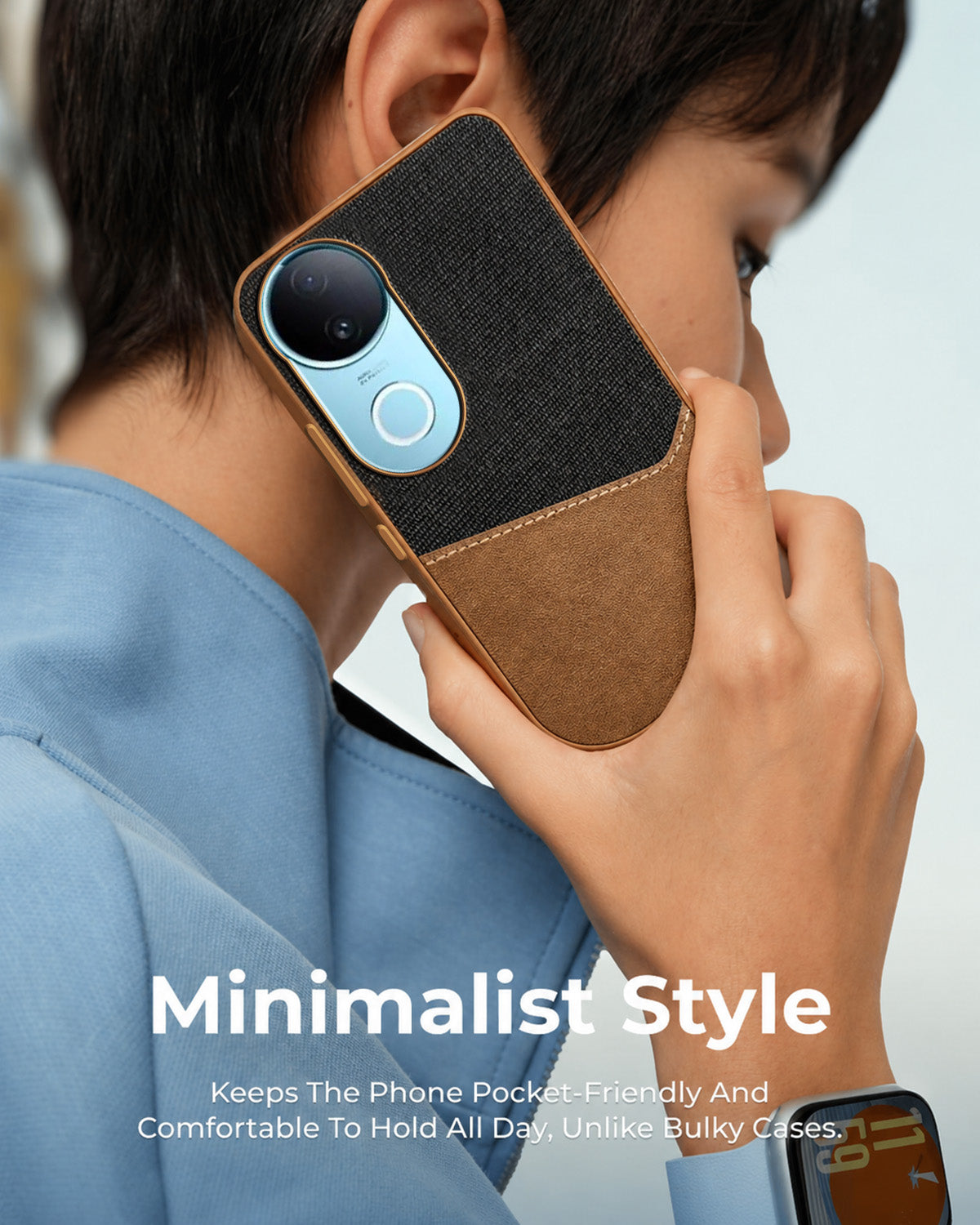 For Vivo iQOO Z10R Back Cover Case (Dual PU Leather Stitch | Professional Minimalist | Soft and Flexible)