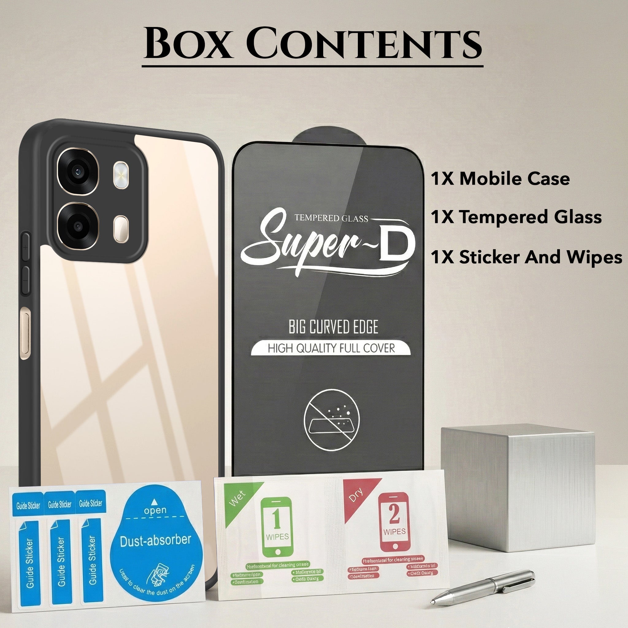 For Oppo A6 Pro Combo with Back Cover and 9H Tempered Glass (Lifetime Anti-Yellow | Crystal Clear Shockproof | Oleophobic Coating Screen Glass)