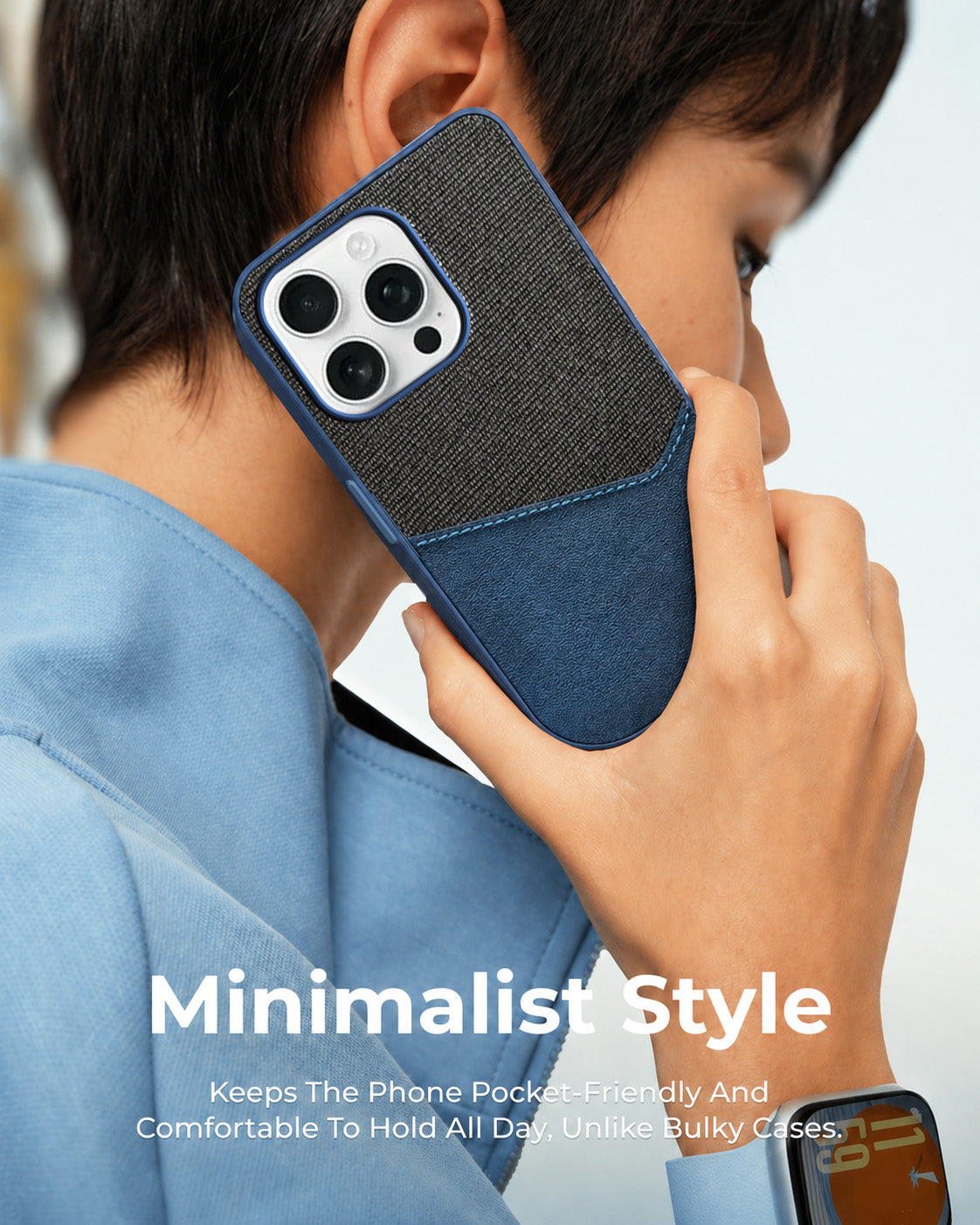 For Apple iPhone 16 Pro Max Back Cover Case (Dual PU Leather Stitch | Professional Minimalist | Soft and Flexible)