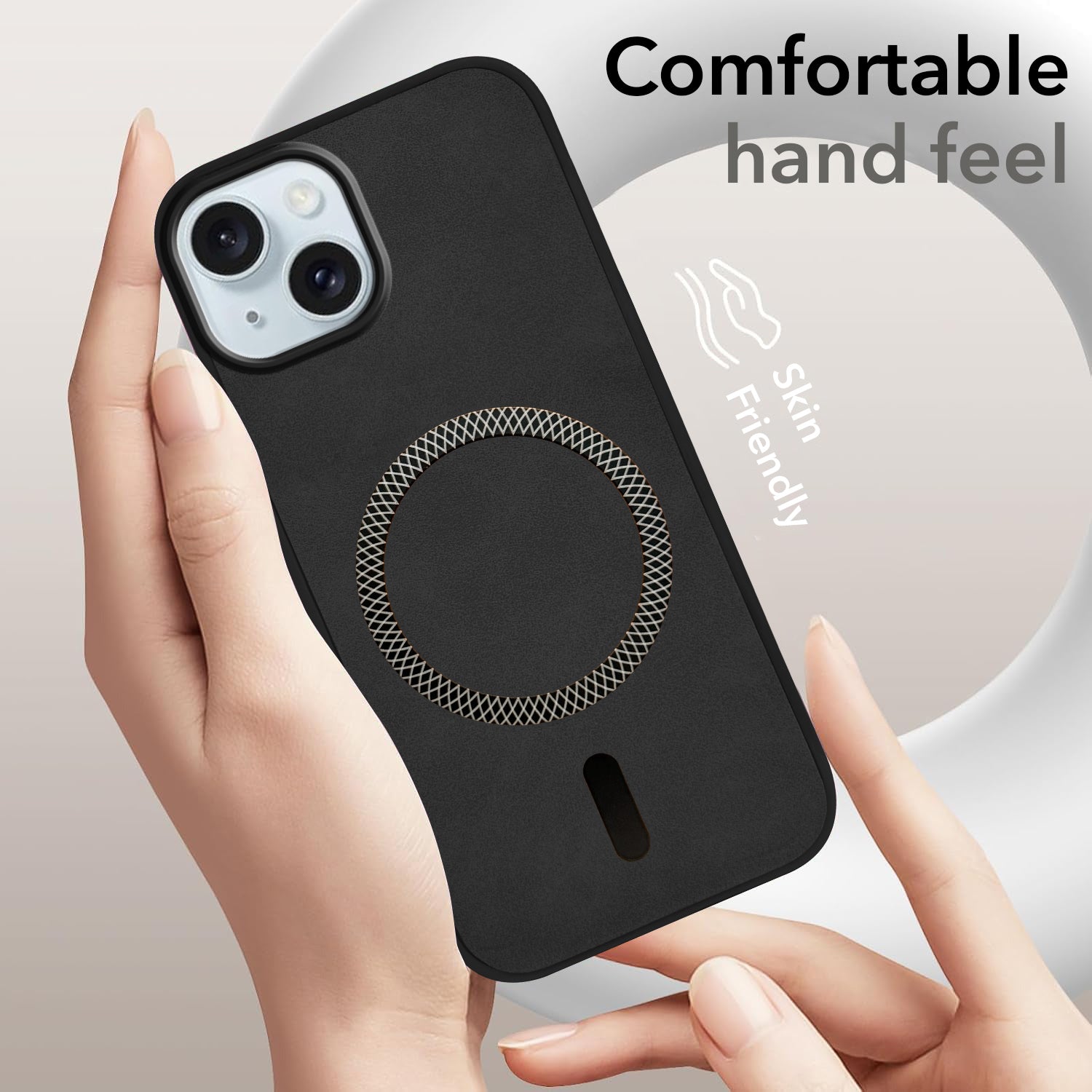 For Apple iPhone 15 Back Cover Case Leather Finish (MagSafe Compatible Wireless Charging | Soft Touch | Camera Bump Protection)