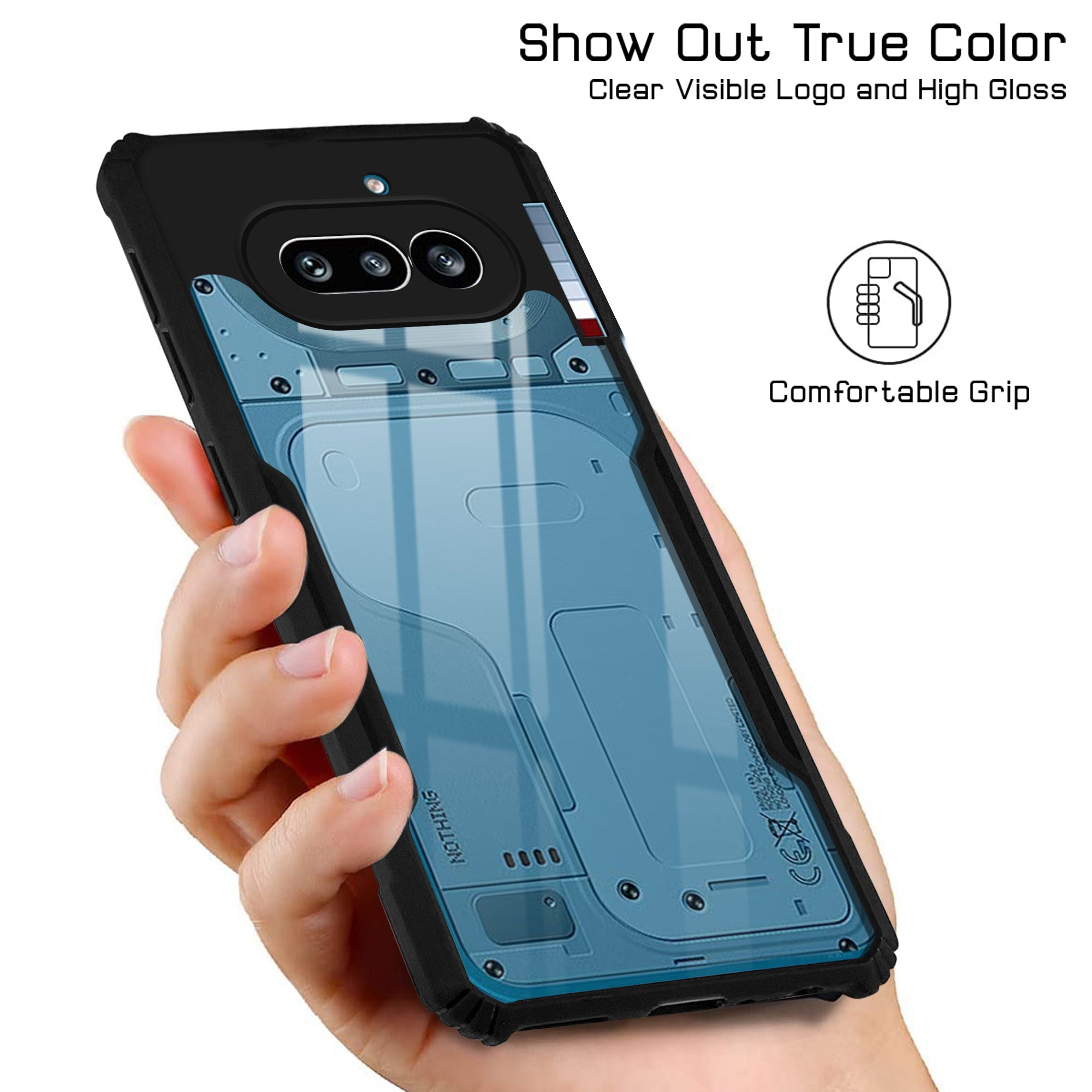 For Nothing Phone 4A 5G Back Cover Case Hybrid (Shockproof with Polycarbonate Clear Panel | Professional Black)