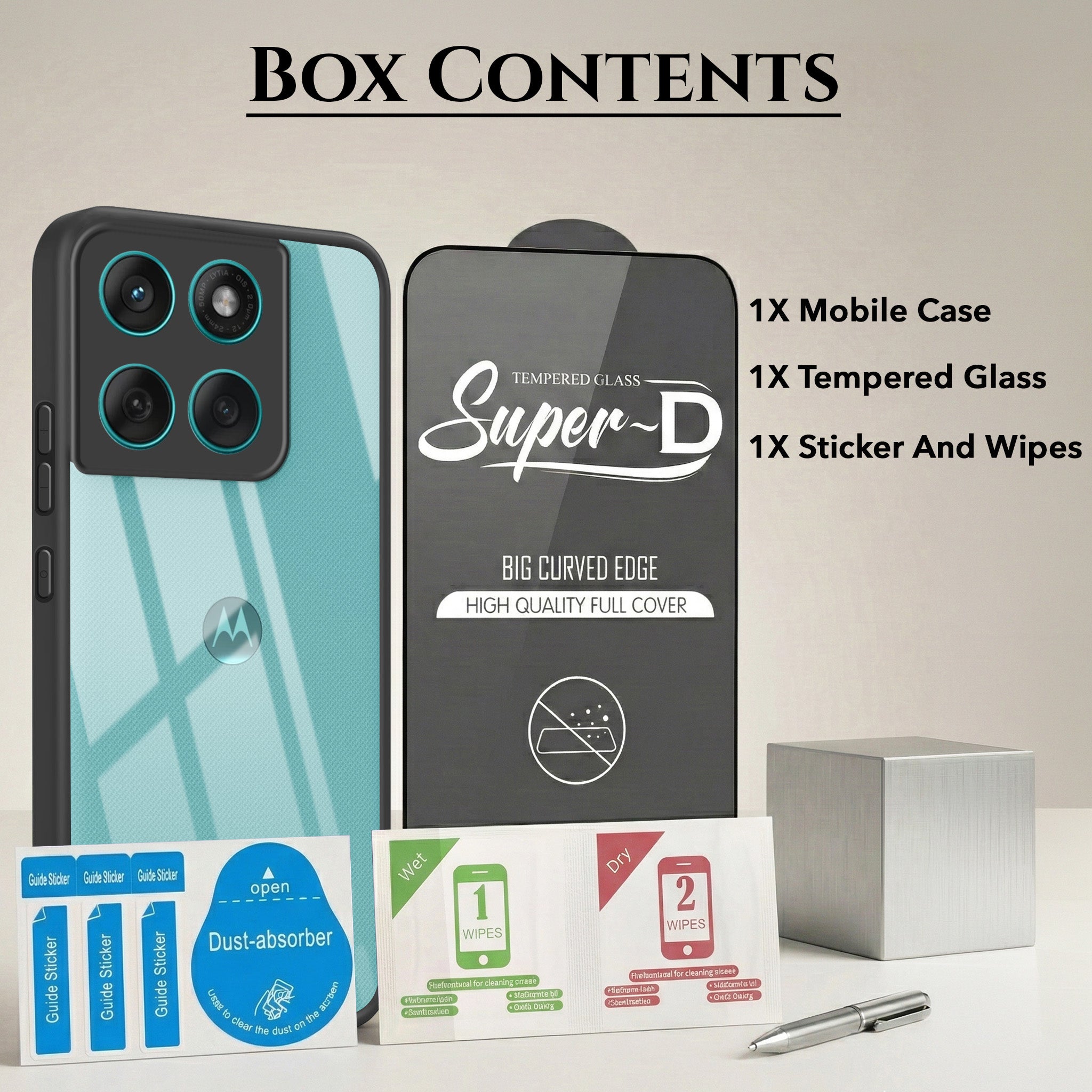 For Motorola Moto Edge 60 Fusion Combo with Back Cover and 9H Tempered Glass (Lifetime Anti-Yellow | Crystal Clear Shockproof | Oleophobic Coating Screen Glass)