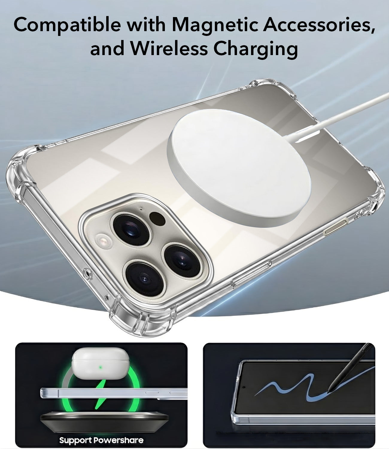For Apple iPhone 16 Pro Max Back Cover Shockproof Crystal-Clear (Magsafe Wireless Support | Drop & Camera Protection | Hard Polycarbonate)