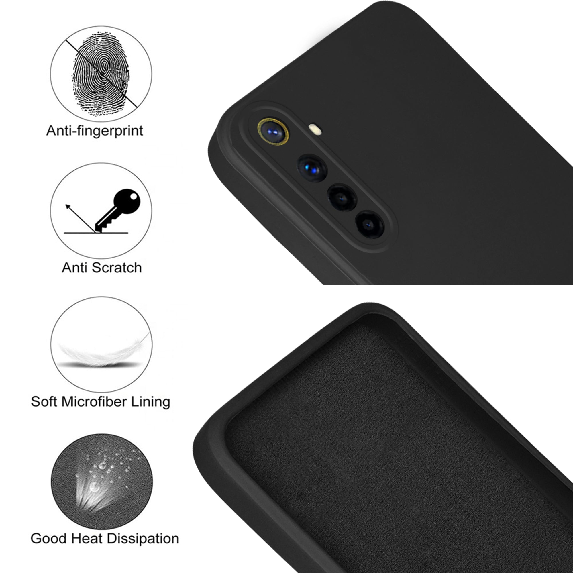 For Realme 6 Back Cover Case ( Matte Finish Silicone with Inside Fiber cloth)